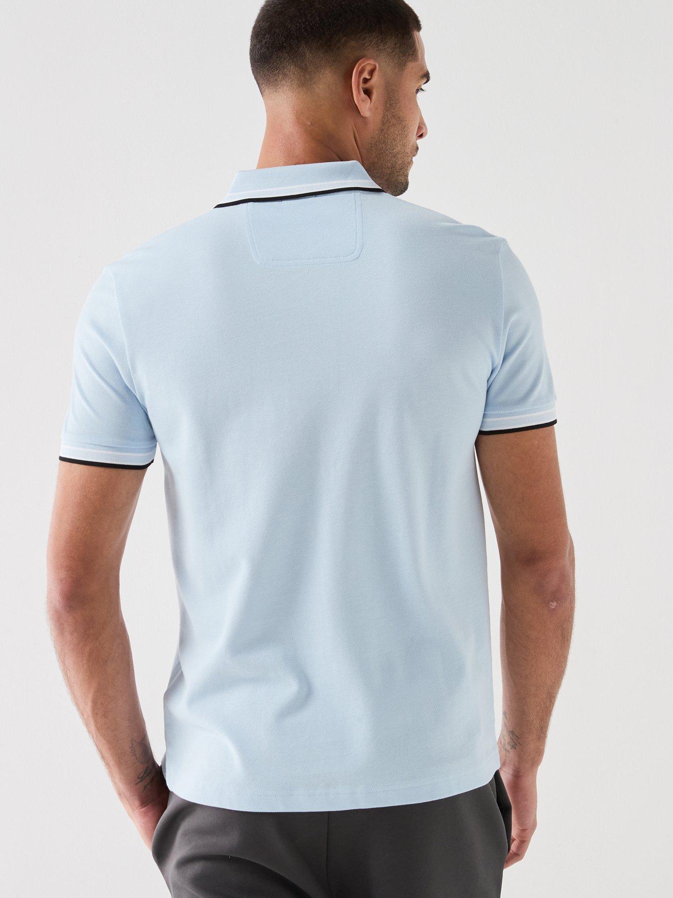 Image 2 of 6 of BOSS Paddy Tipped Polo Shirt - Light Blue