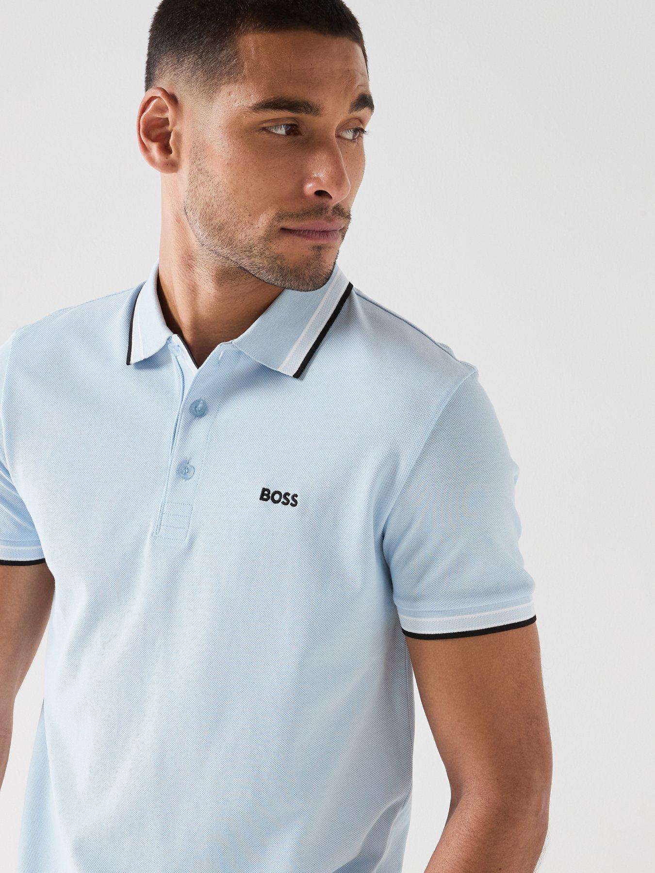 Image 4 of 6 of BOSS Paddy Tipped Polo Shirt - Light Blue