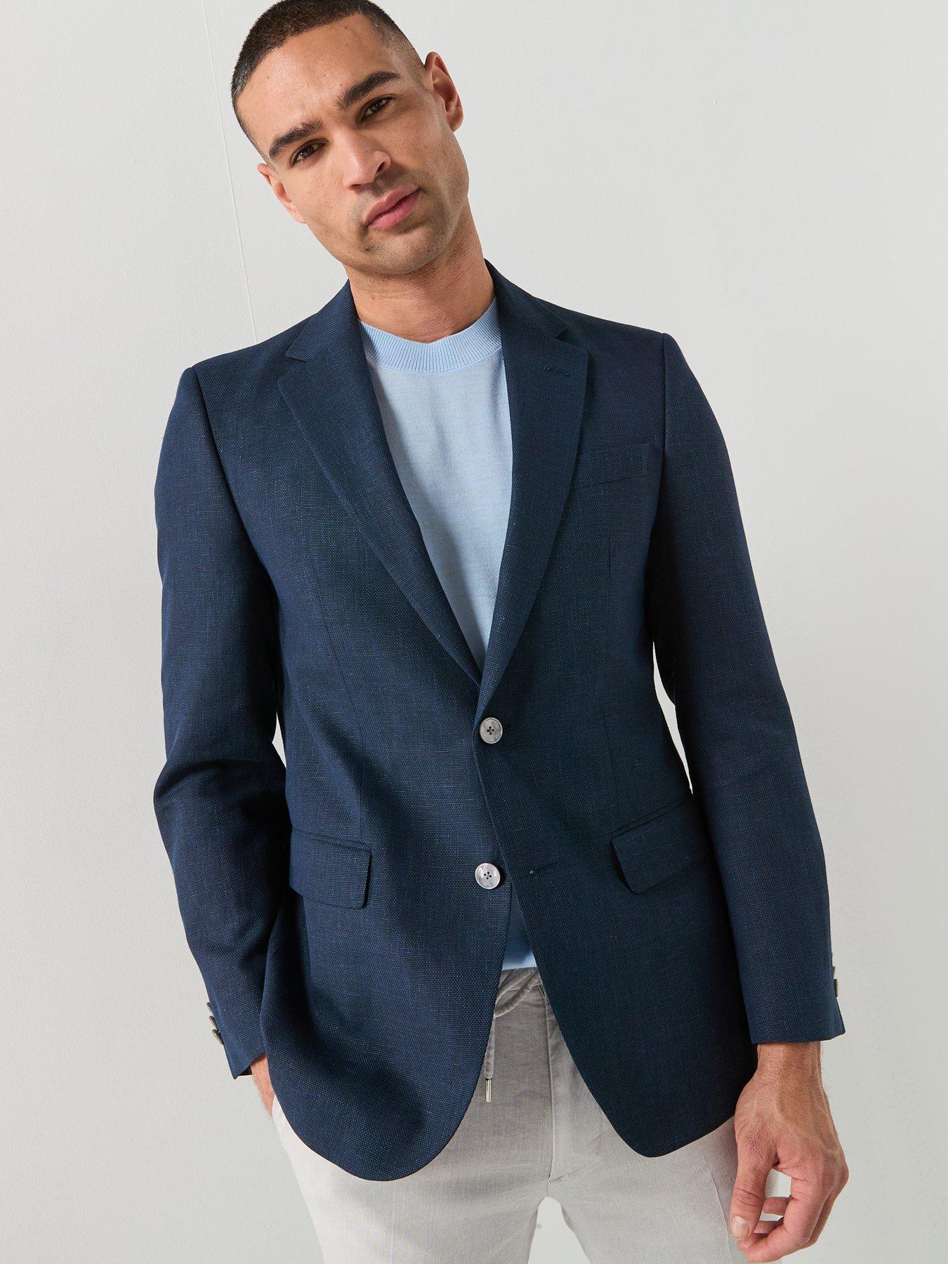 BOSS H-Jasper Regular Fit Linen Mix Suit Jacket - Beige