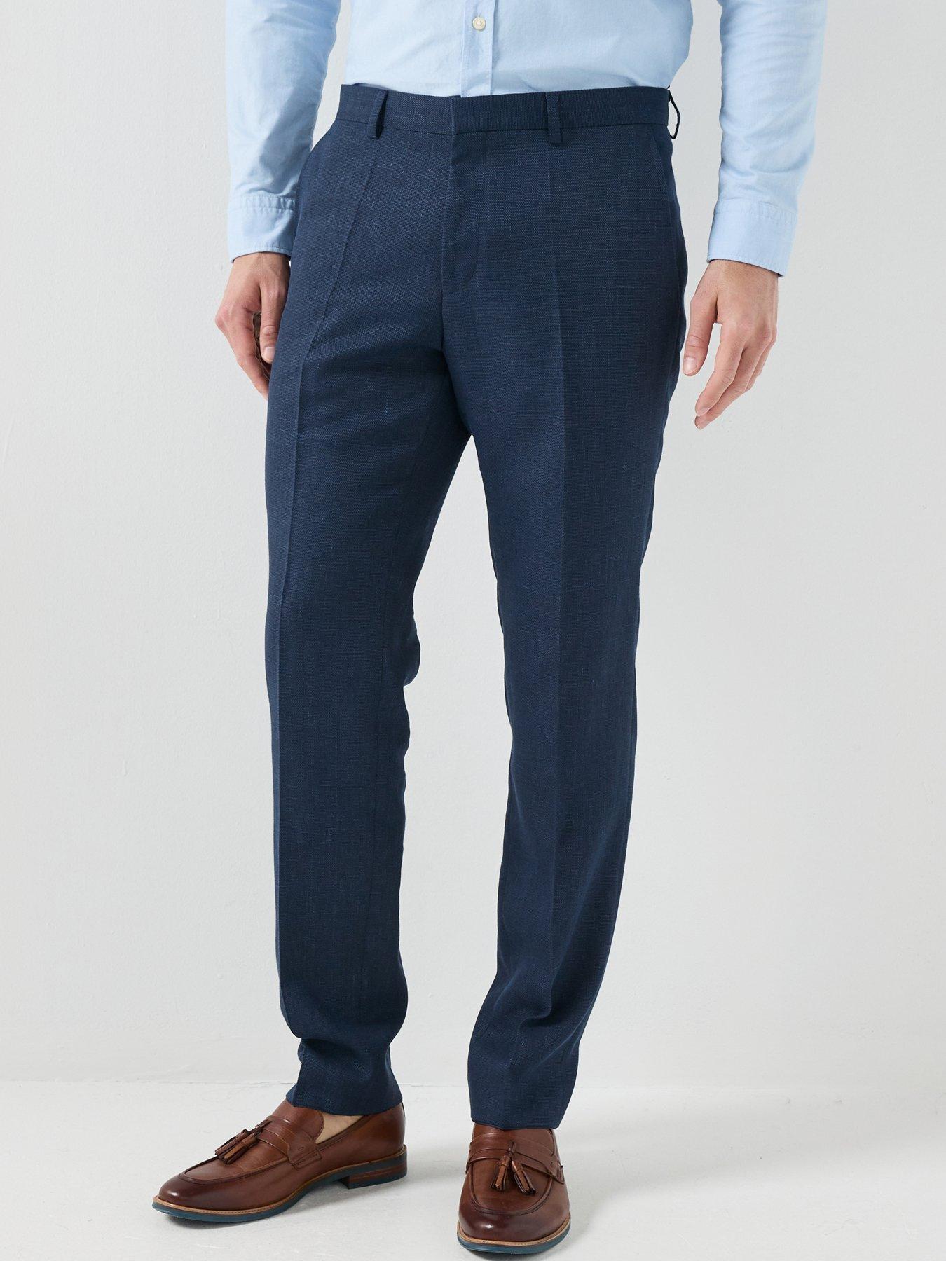 Image 1 of 4 of BOSS H-Leon Linen Mix Suit Trousers - Navy