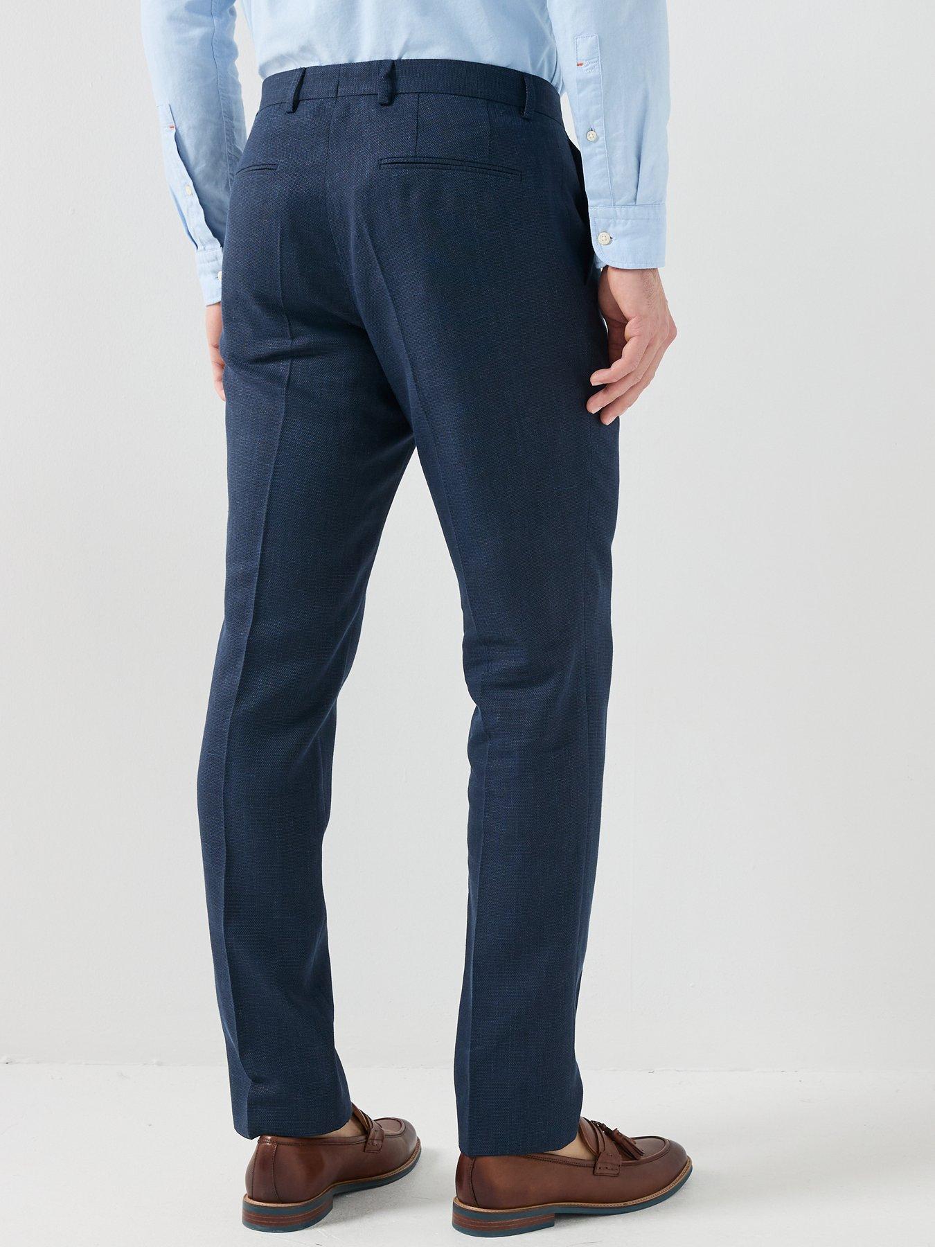Image 2 of 4 of BOSS H-Leon Linen Mix Suit Trousers - Navy