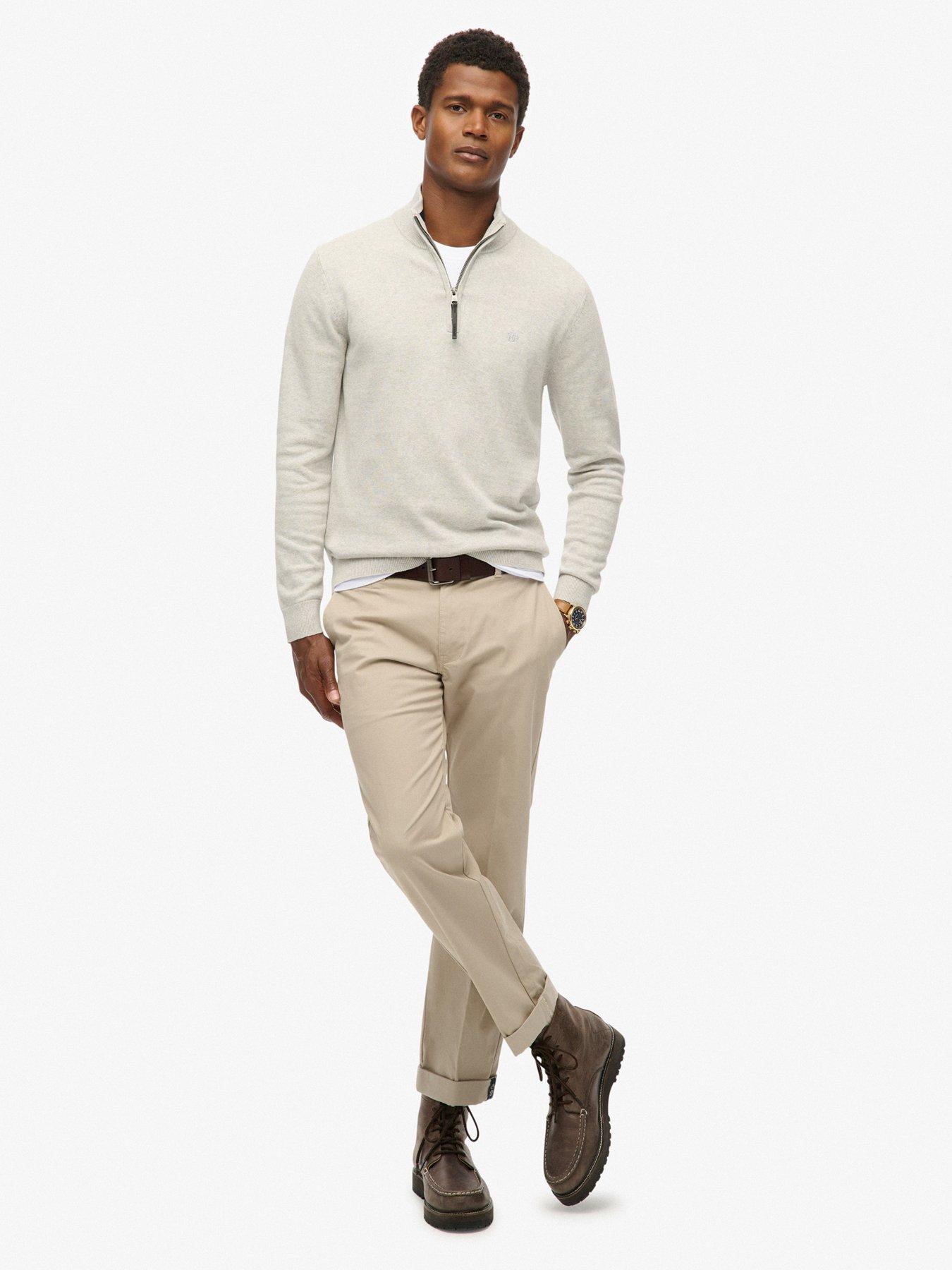 Image 3 of 5 of Superdry Essentials Cotton Knitted Quarter Zip Jumper - Cream
