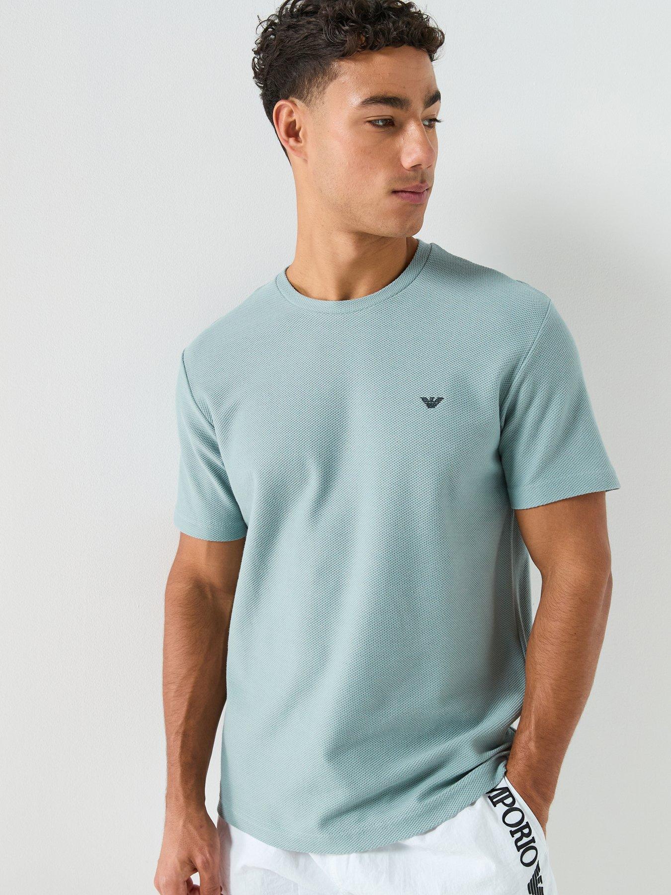 Image 1 of 4 of Emporio Armani Bodywear Pique Crew Neck T-Shirt - Stormy Sea