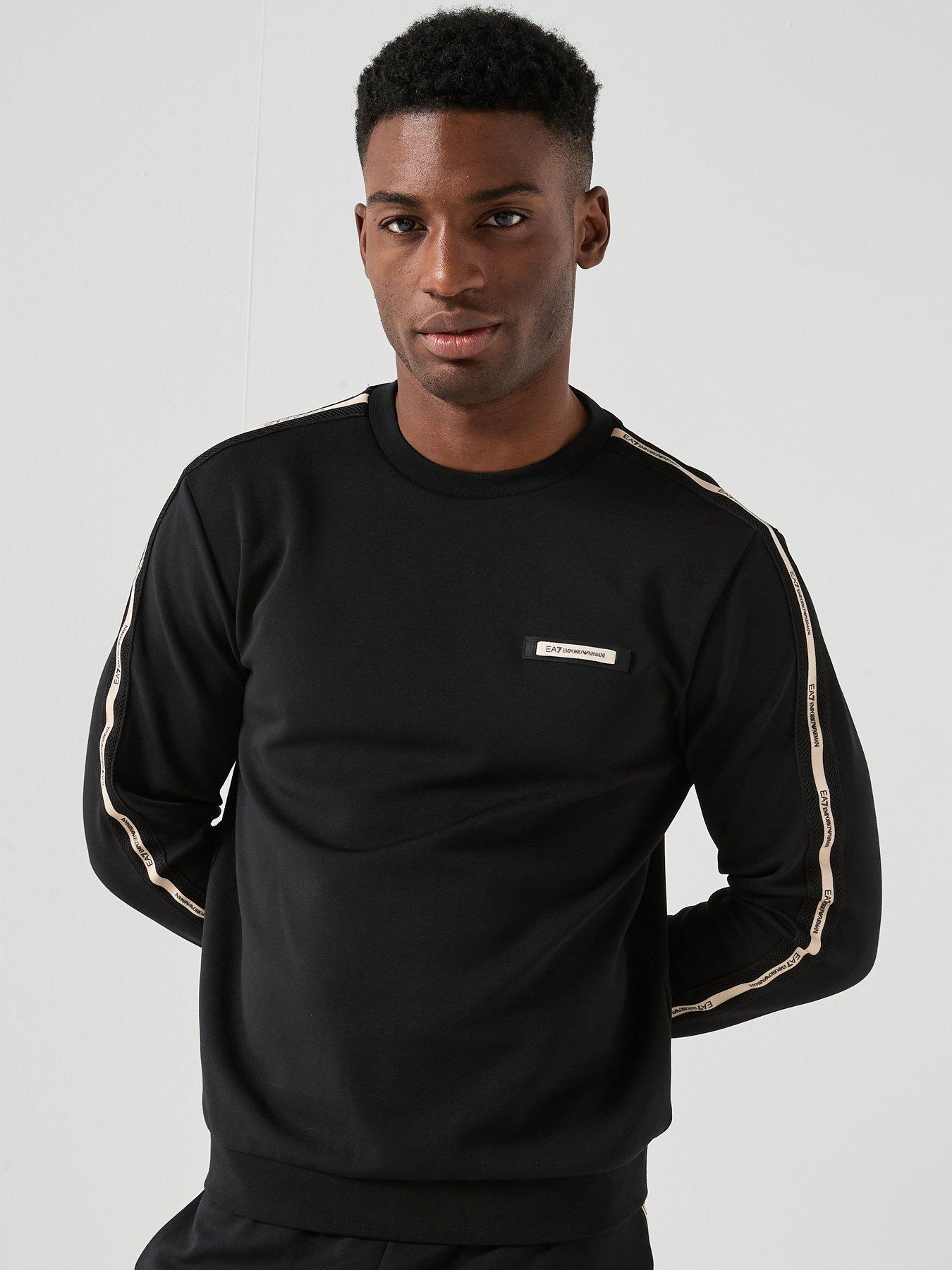 EA7 Emporio Armani Train Taped Sleeve Crew Neck Sweatshirt - Black