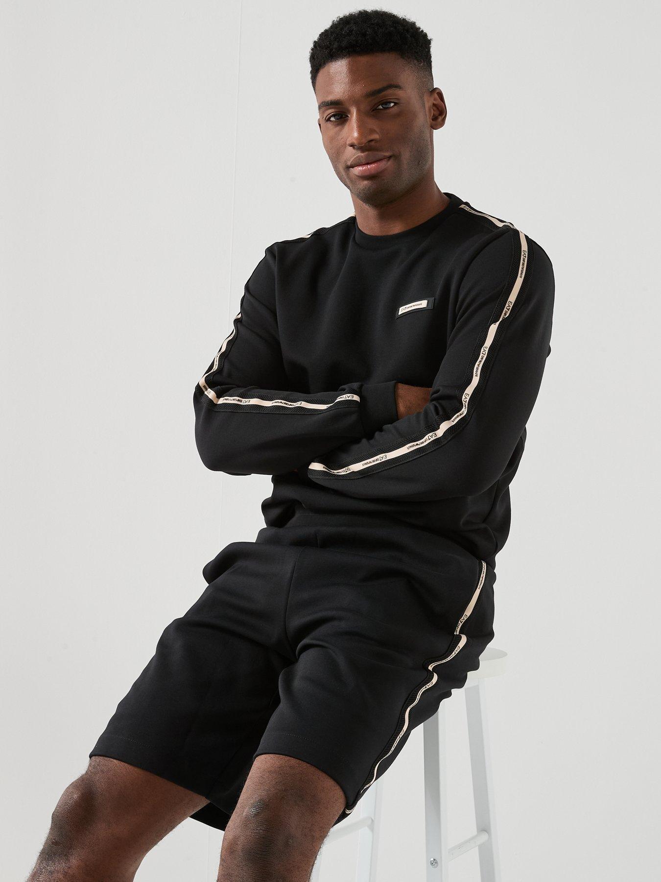 Image 4 of 6 of EA7 Emporio Armani Train Taped Sleeve Crew Neck Sweatshirt - Black