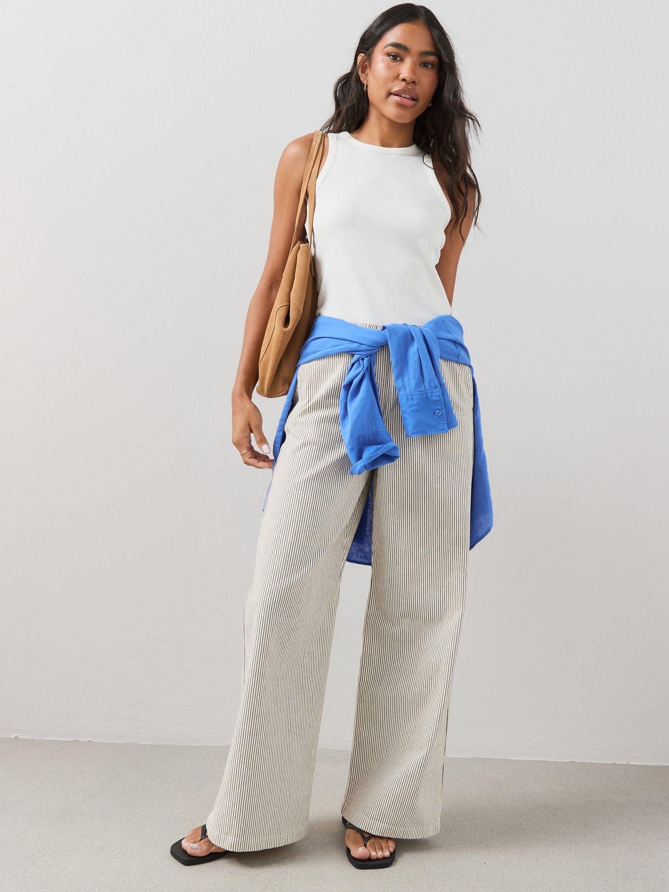 The Very Collection Stripe Denim Drawcord Jeans - Ecru