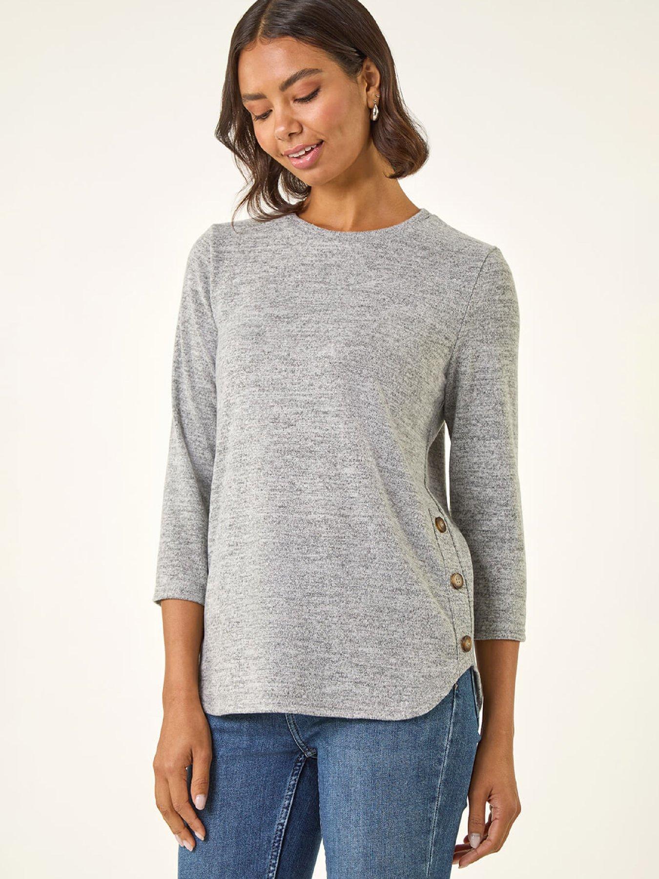 roman-curved-hem-stretch-top-grey