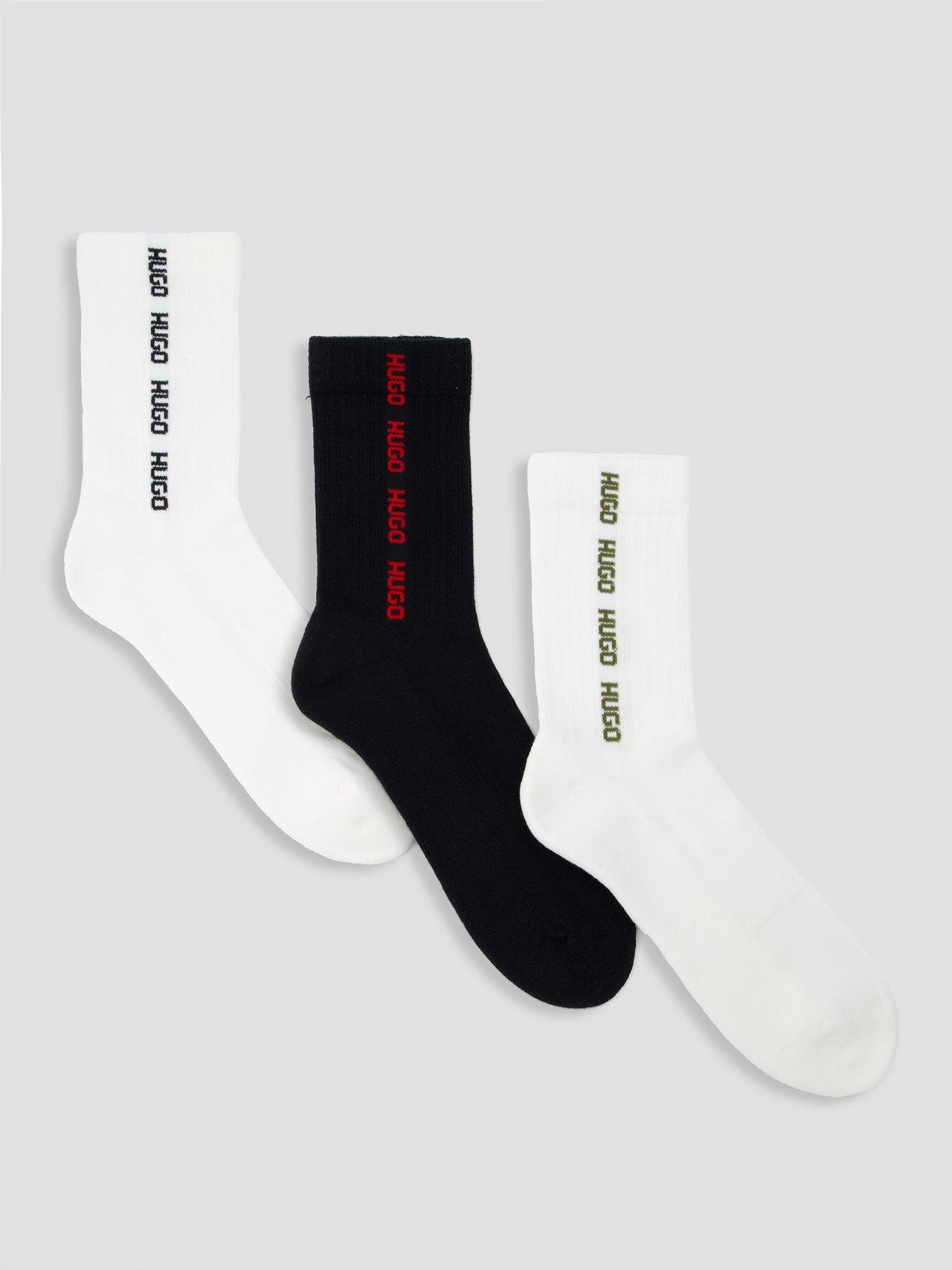 Image 1 of 2 of HUGO 3 Pack Side Tape Sports Crew Socks - Assorted