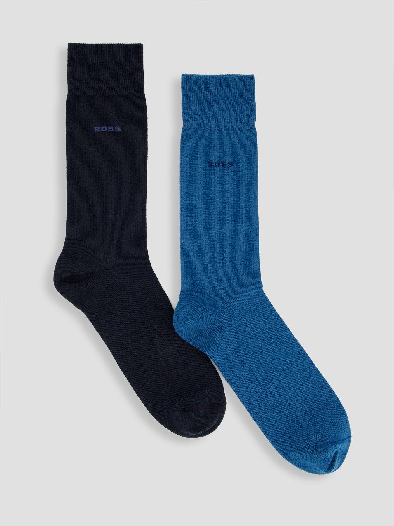 boss-2-pack-small-logo-cotton-crew-socks-bluefront