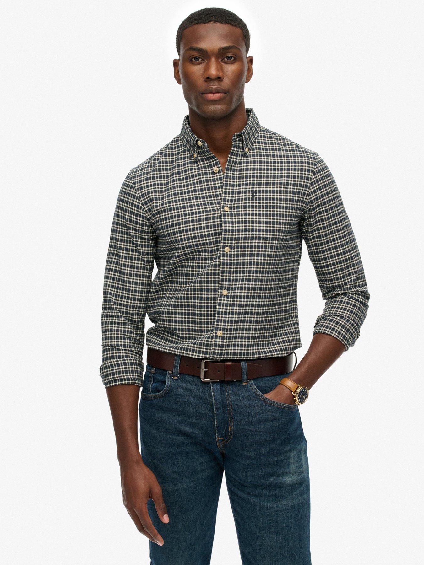 Superdry Superdry Premium Check Print Oxford Long Sleeve Shirt - Dark Green
