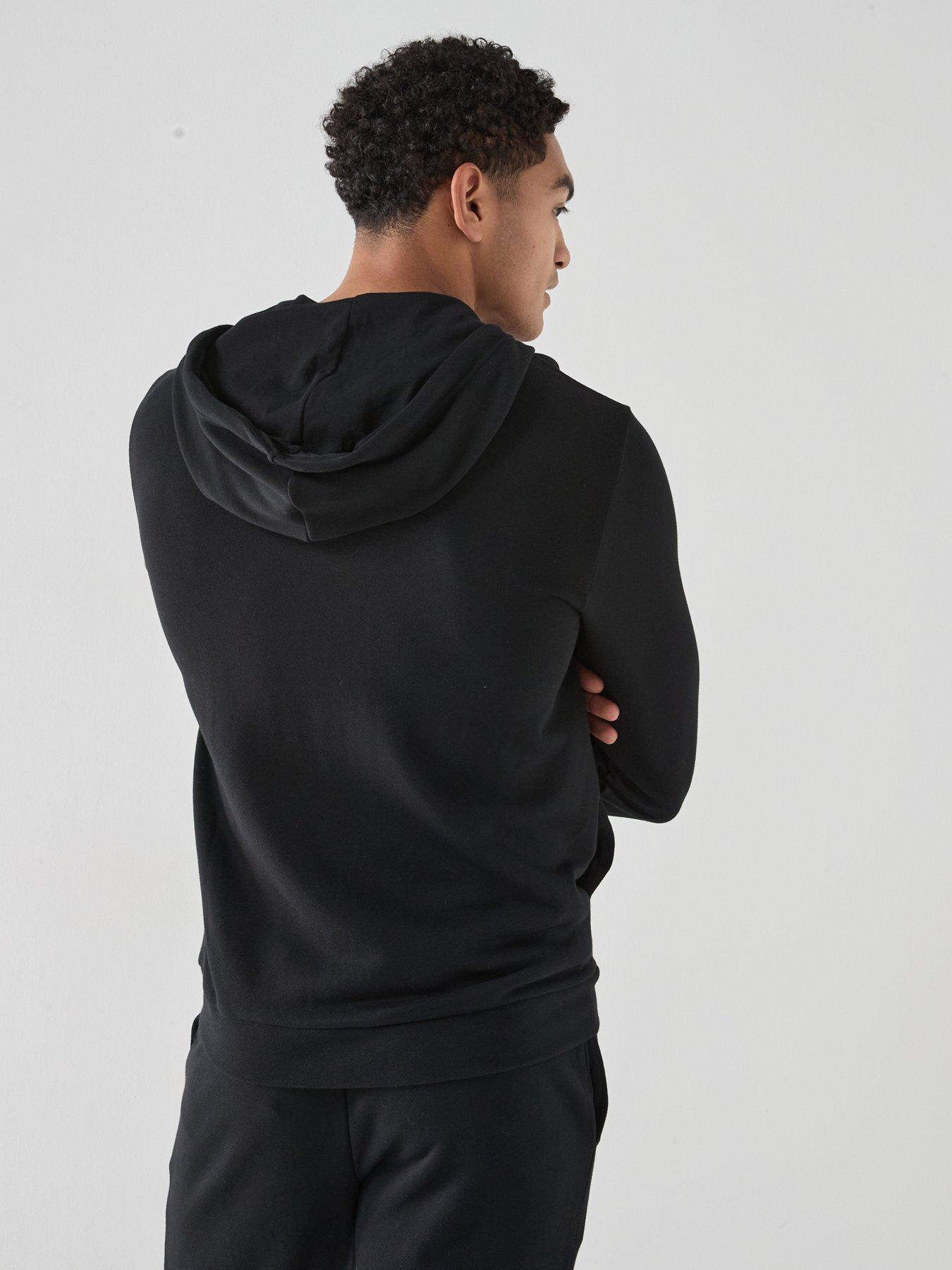 Image 2 of 4 of Emporio Armani Bodywear Terry Modal Zip Through Loungewear Hoodie - Black