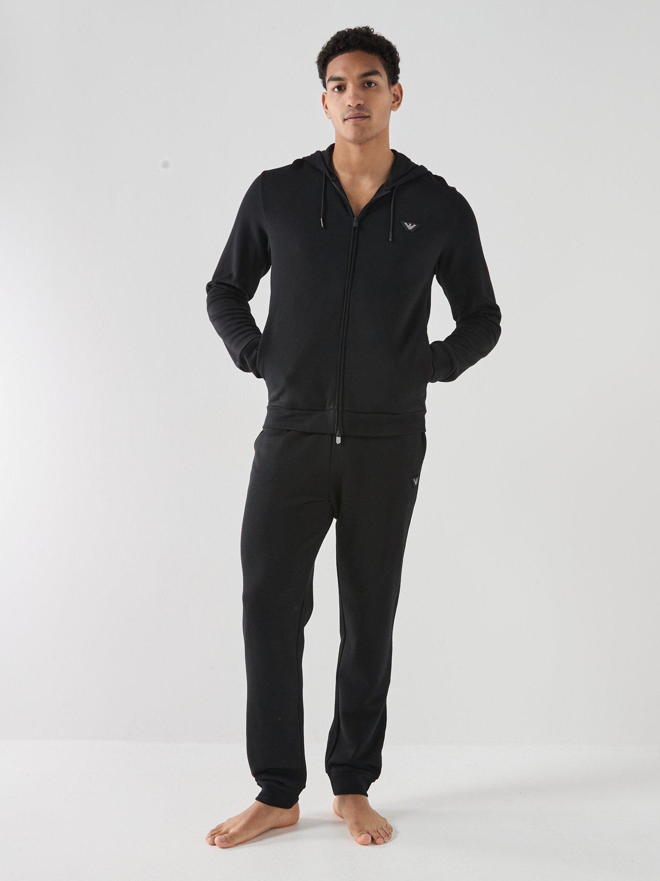 Image 3 of 4 of Emporio Armani Bodywear Terry Modal Zip Through Loungewear Hoodie - Black
