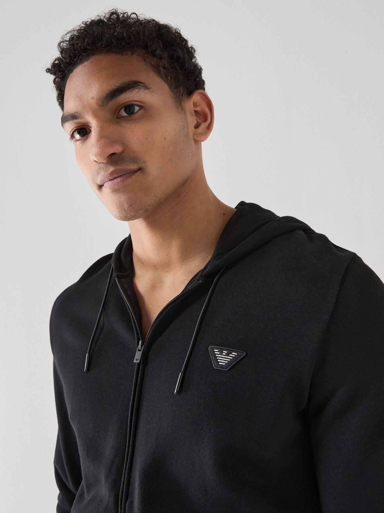 Image 4 of 4 of Emporio Armani Bodywear Terry Modal Zip Through Loungewear Hoodie - Black
