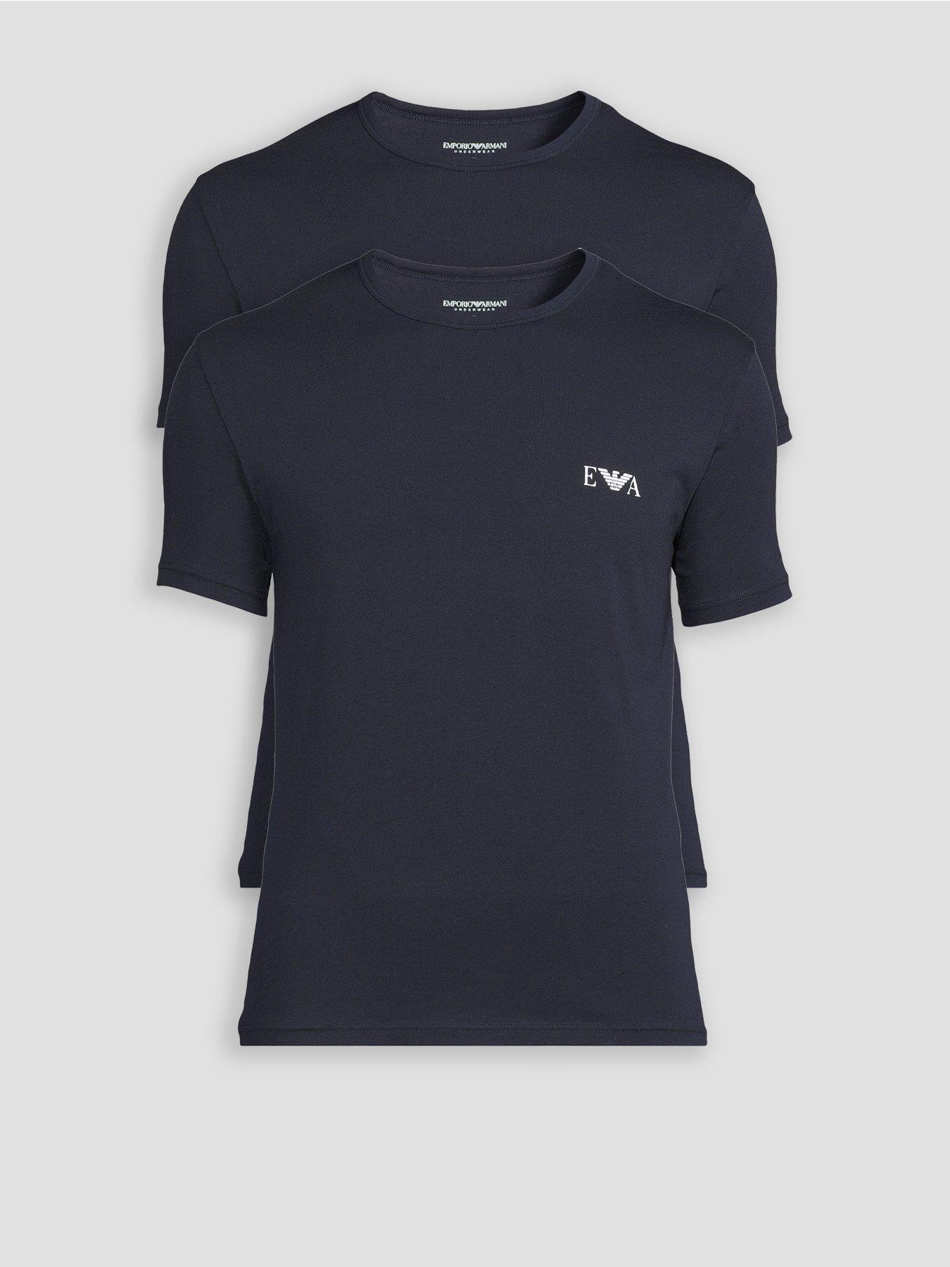 Emporio Armani Bodywear 2 Pack Stretch Cotton Crew Neck T-Shirts - Navy
