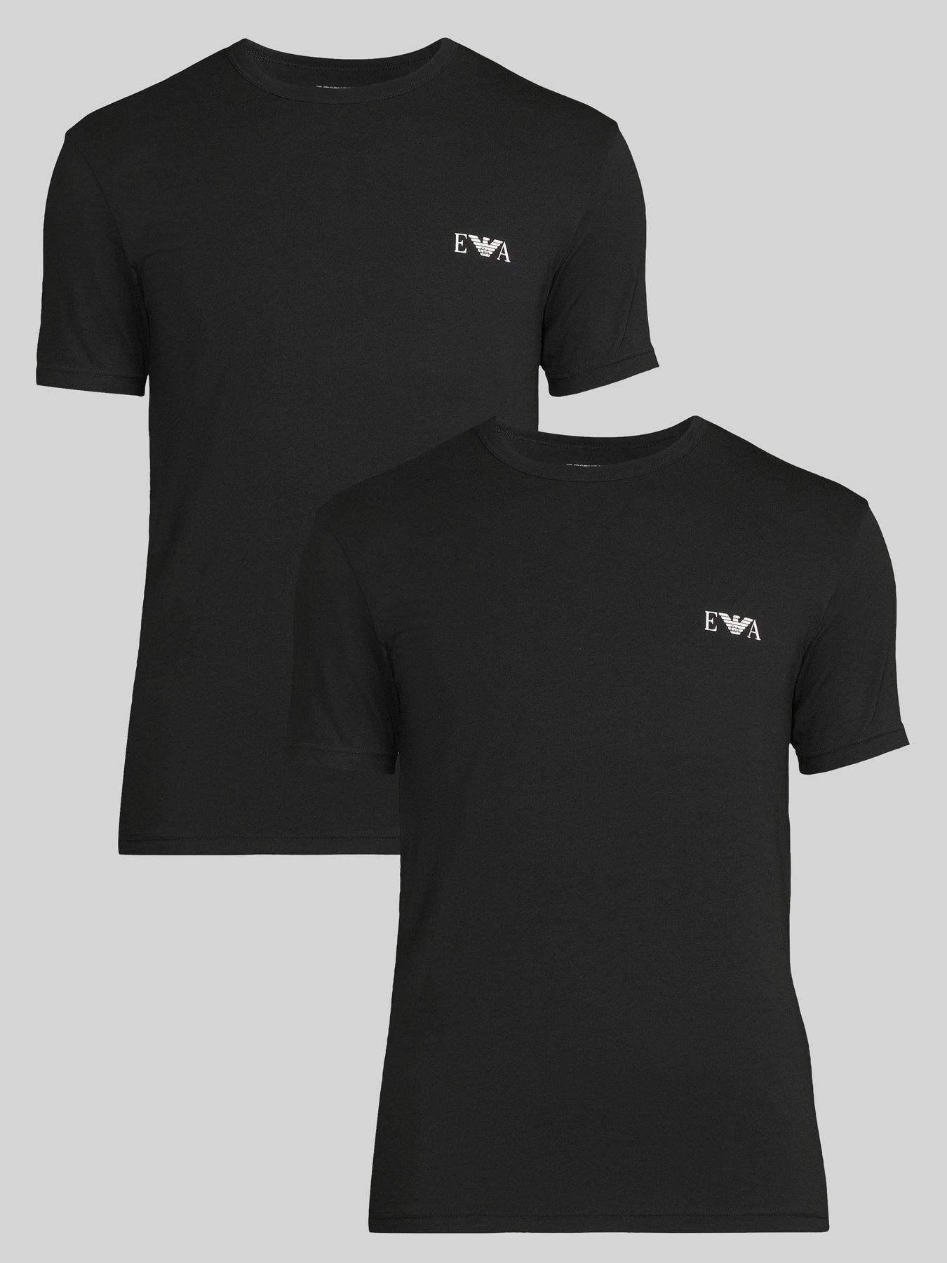 Emporio Armani Bodywear 2 Pack Stretch Cotton Crew Neck T-Shirts - Black