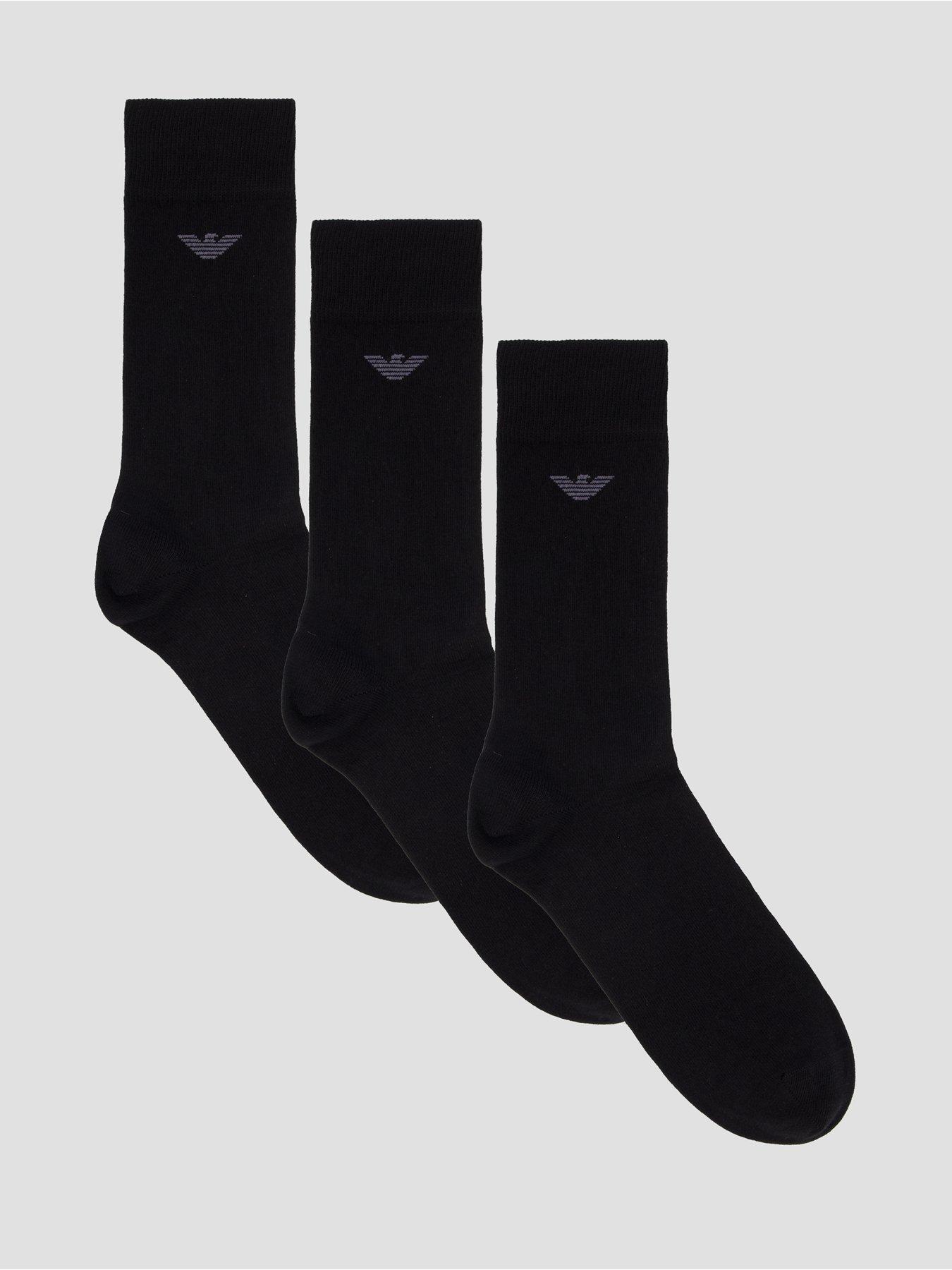 Image 1 of 3 of Emporio Armani Bodywear 3 Pack Crew Socks - Black