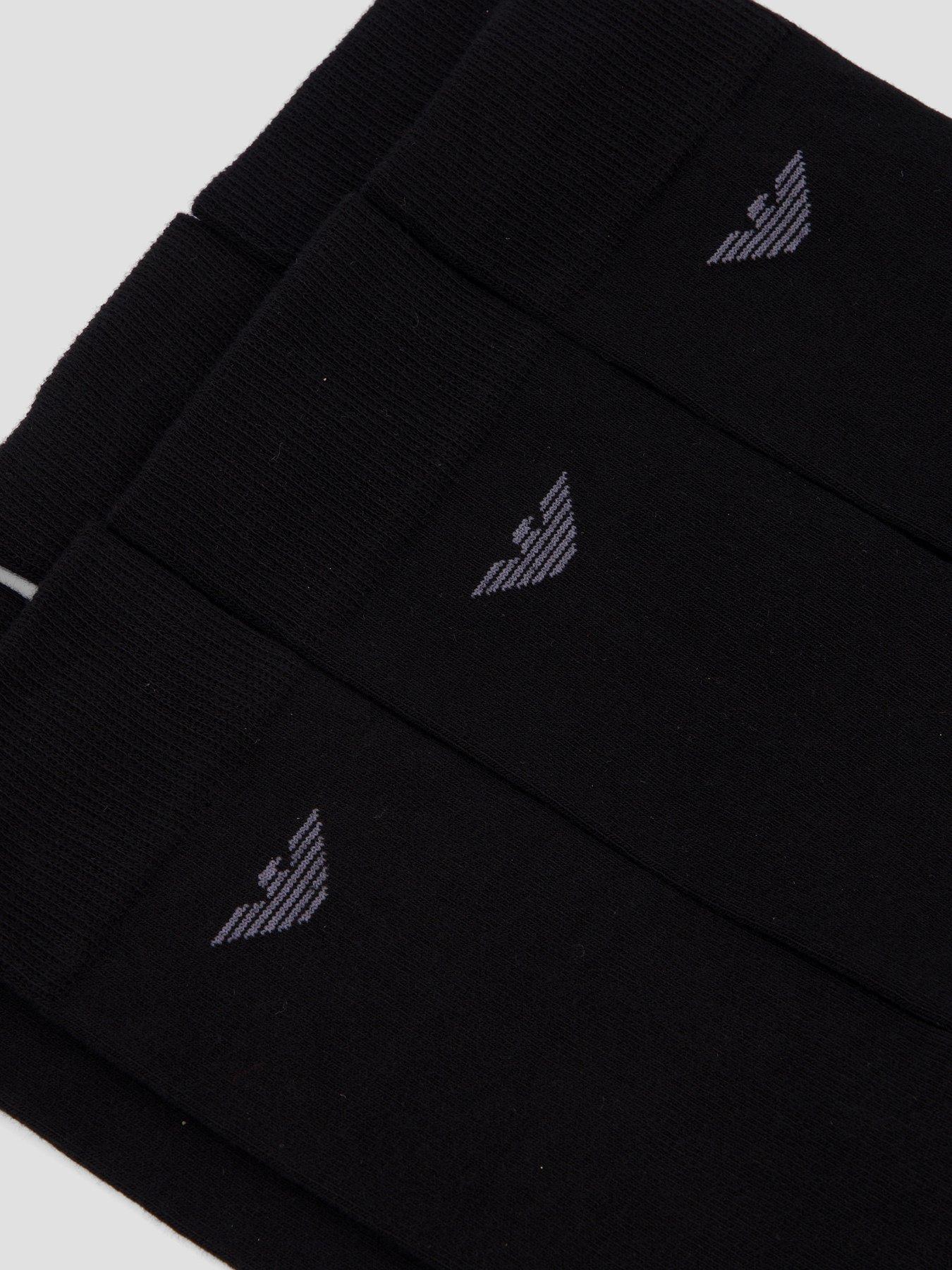 Image 3 of 3 of Emporio Armani Bodywear 3 Pack Crew Socks - Black