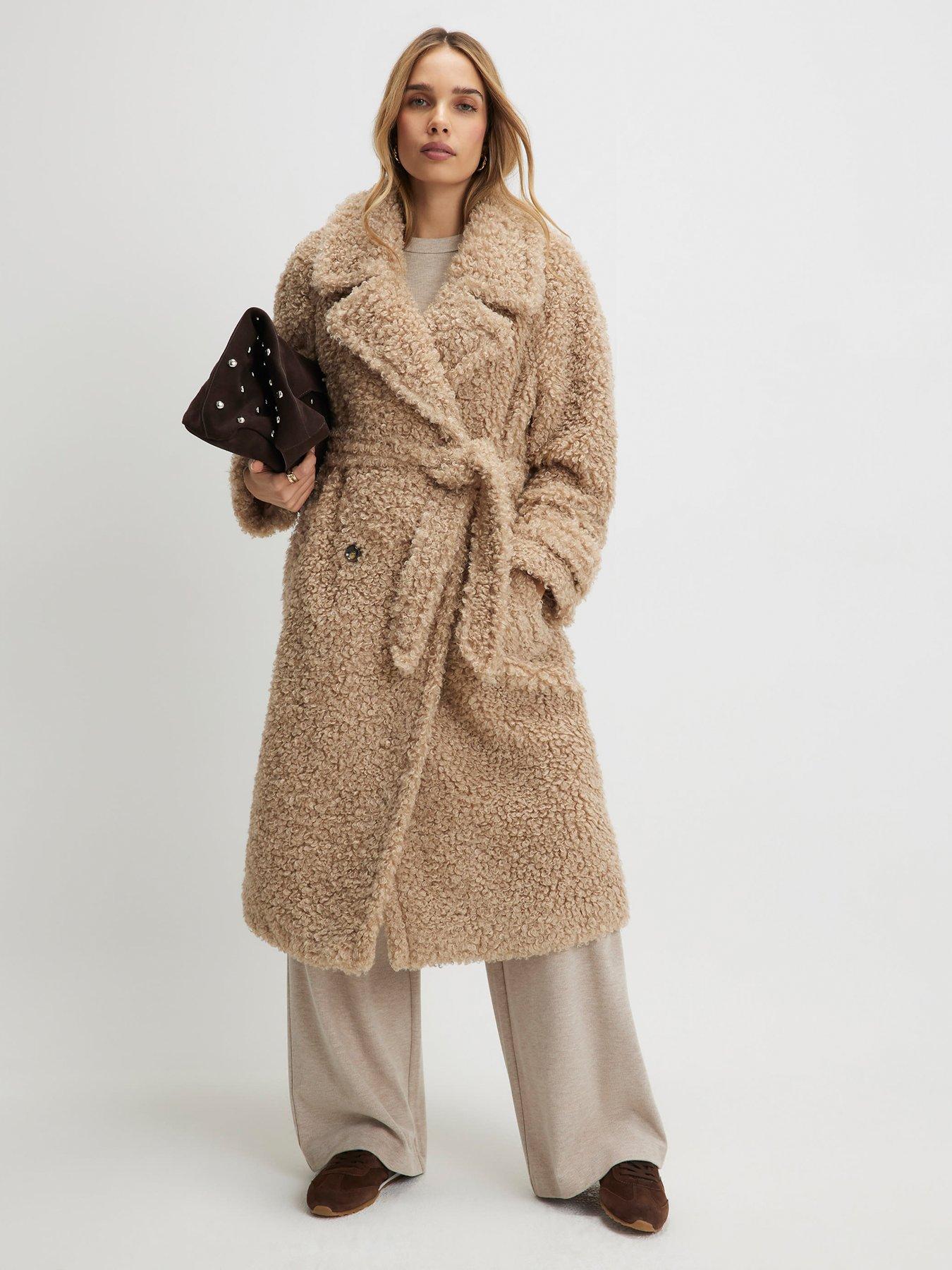 River Island Borg Teddy Coat - Beige