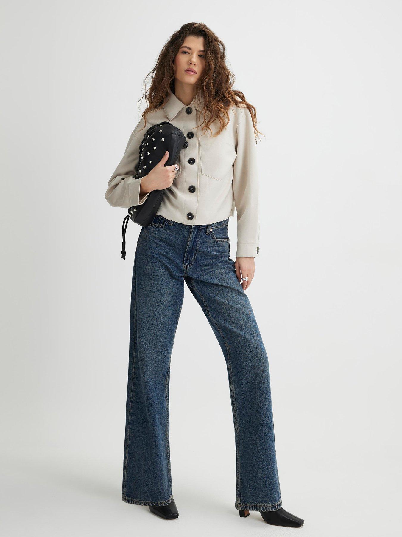 River Island Faux Suede Overshirt - Beige