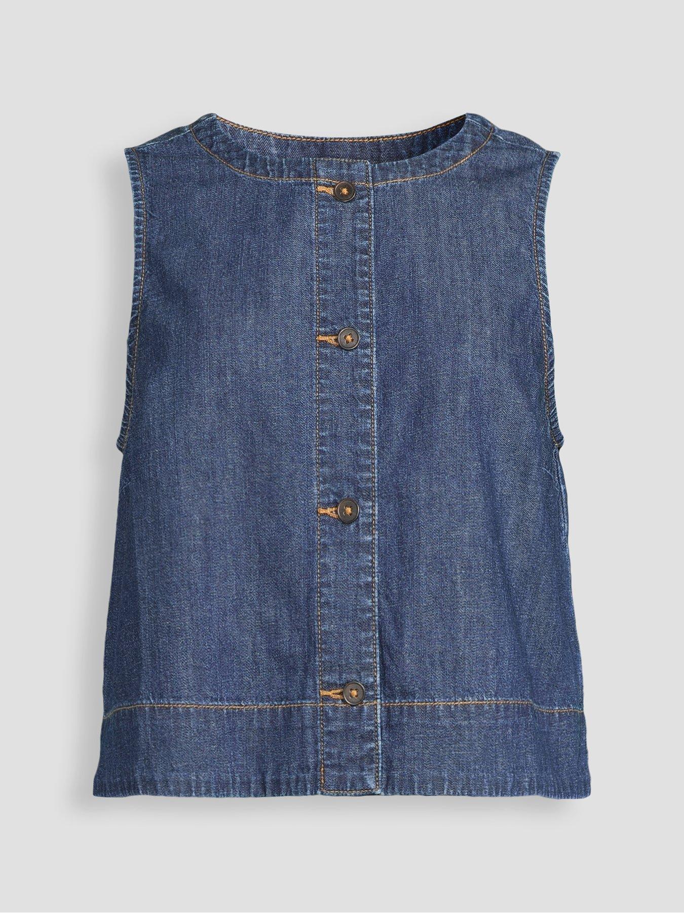 Image 7 of 7 of The Very Collection Denim Linen Button Through Co-Ord Top - Dark Wash