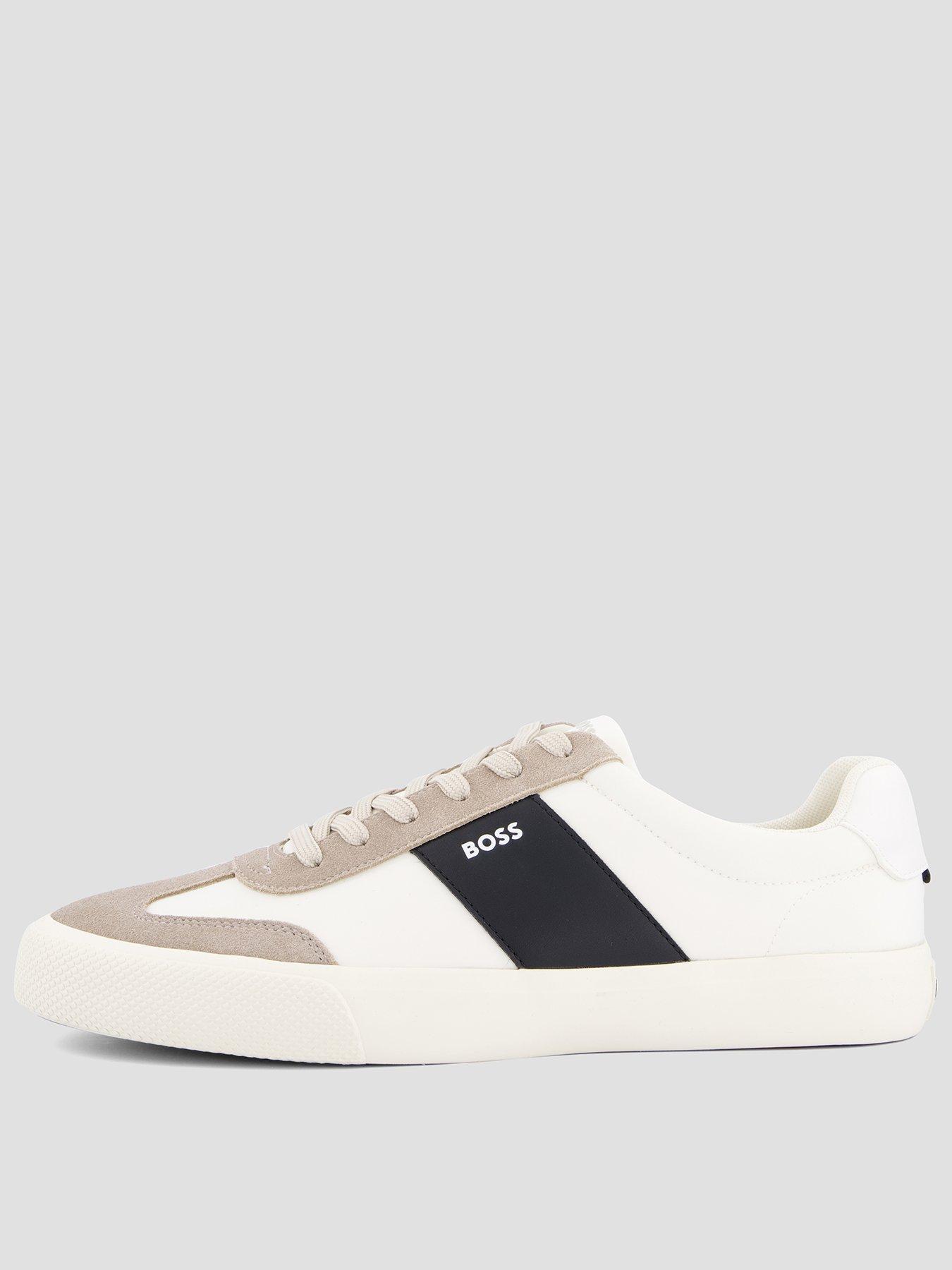 BOSS Aiden Tenn Leather Trainers - Light Beige
