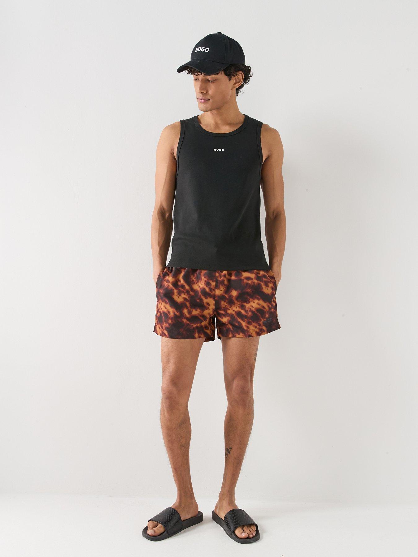 Image 3 of 5 of HUGO Kaleo Tortoise Shell Printed Swim Shorts - Brown