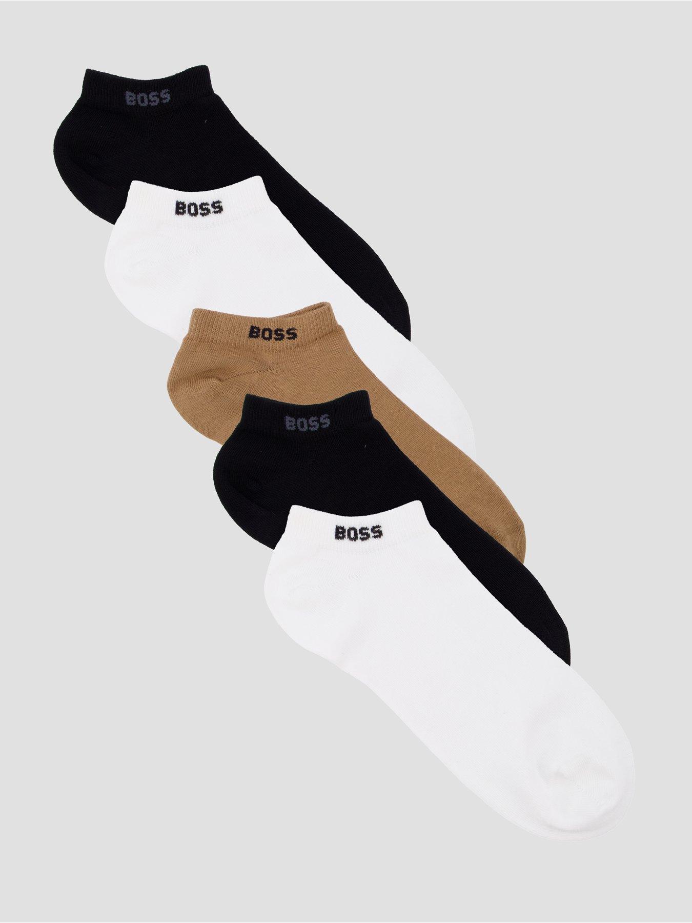 Image 1 of 3 of BOSS 5 Pack Short Cotton Crew Socks - White