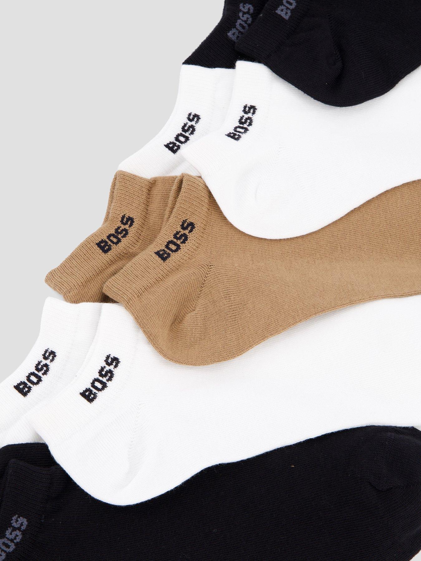 Image 3 of 3 of BOSS 5 Pack Short Cotton Crew Socks - White