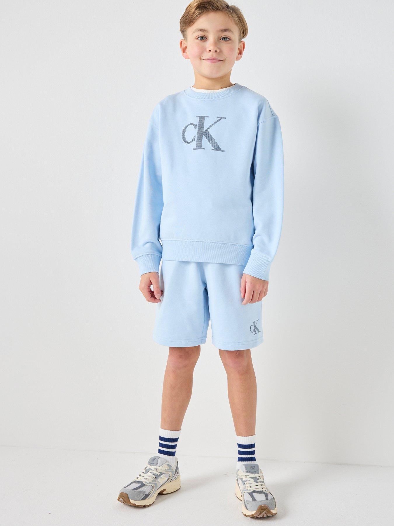 Calvin Klein Jeans Boys Crew Neck Sweatshirt And Short Set - Blue