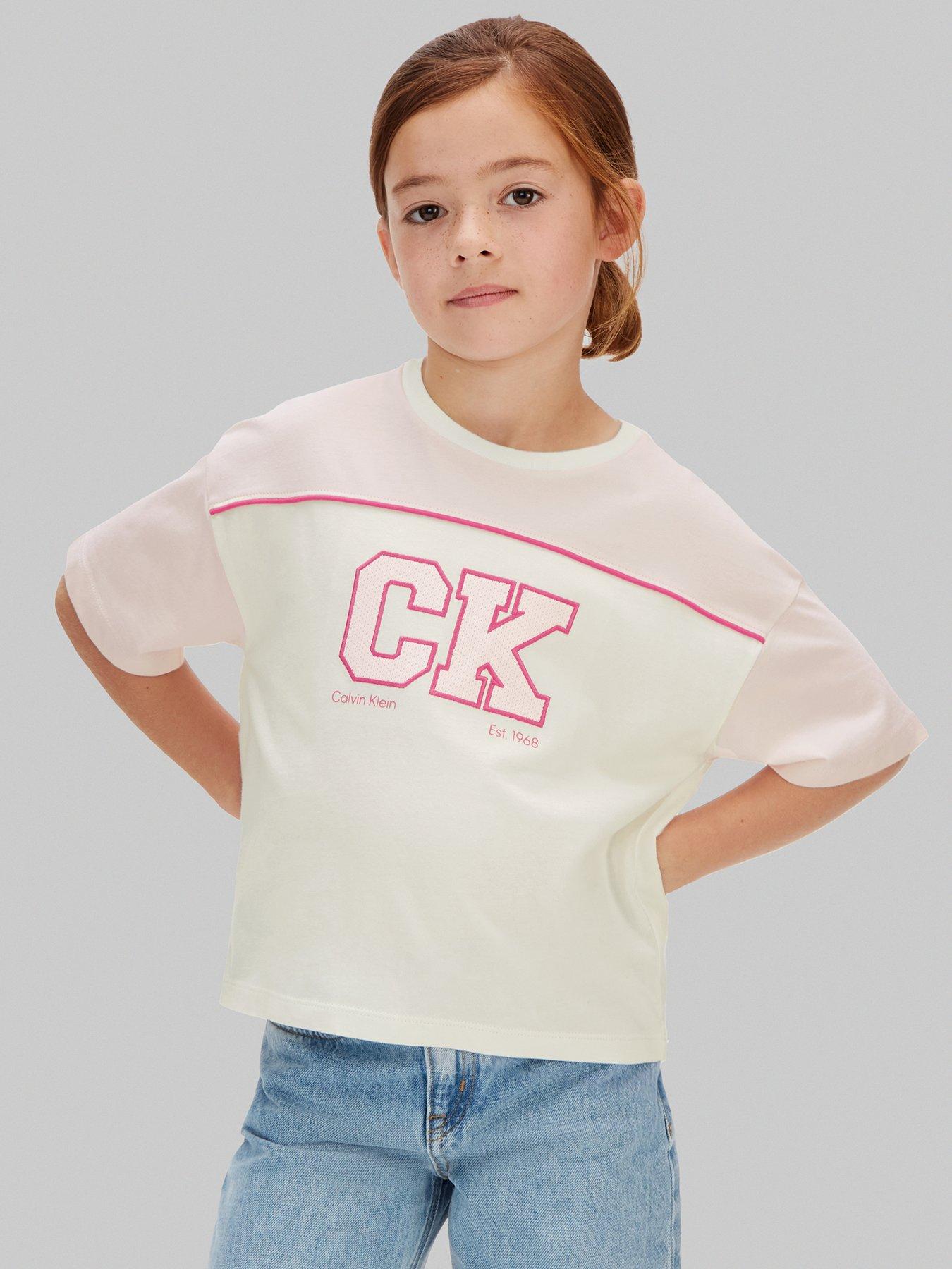 Calvin Klein Jeans Girls CK Collegiate Colourblock T-Shirt - Pink