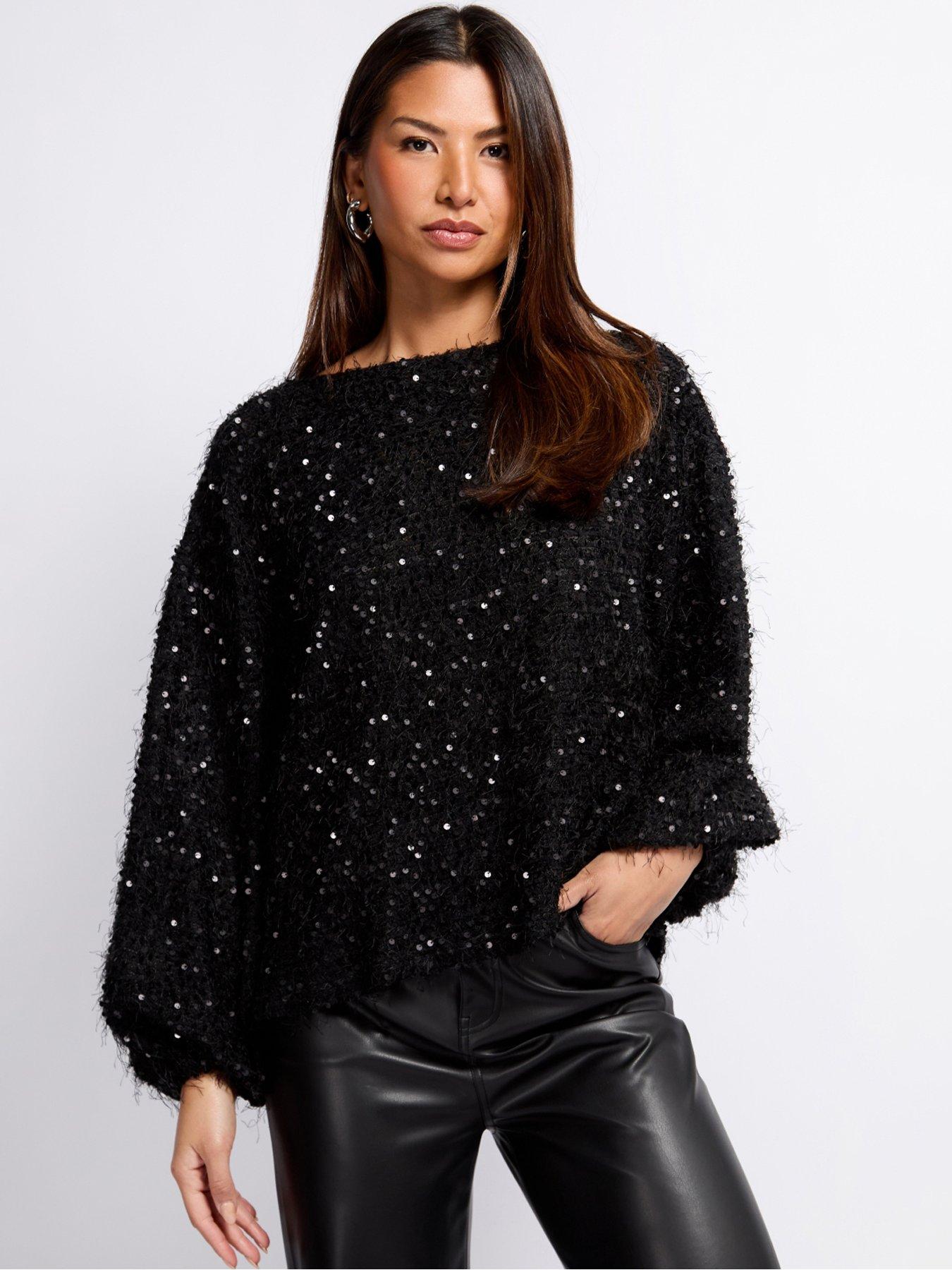 little-mistress-sequin-fringe-top-blackfront