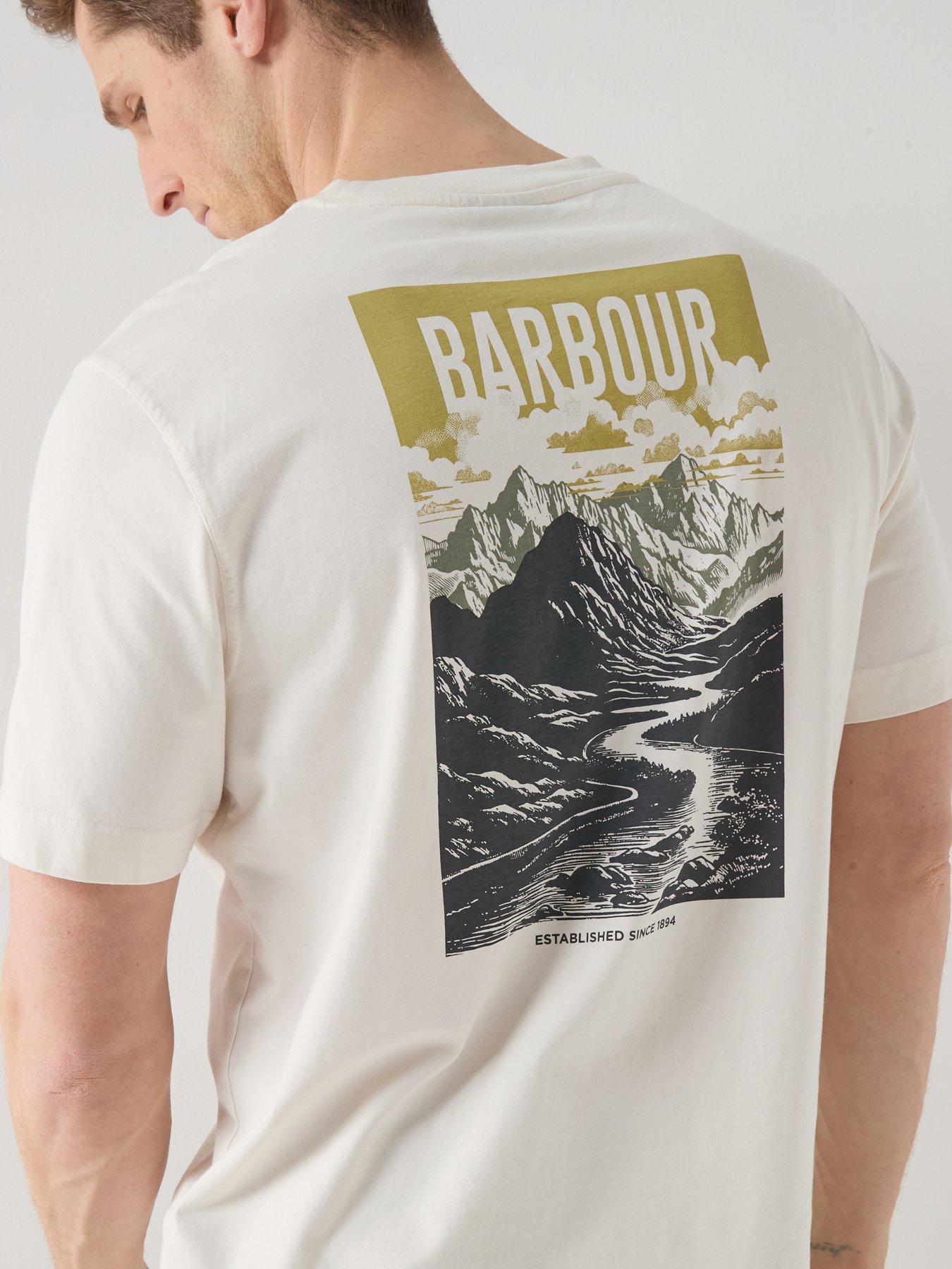 Image 1 of 5 of Barbour Morden Back Graphic Relaxed Fit T-shirt - White