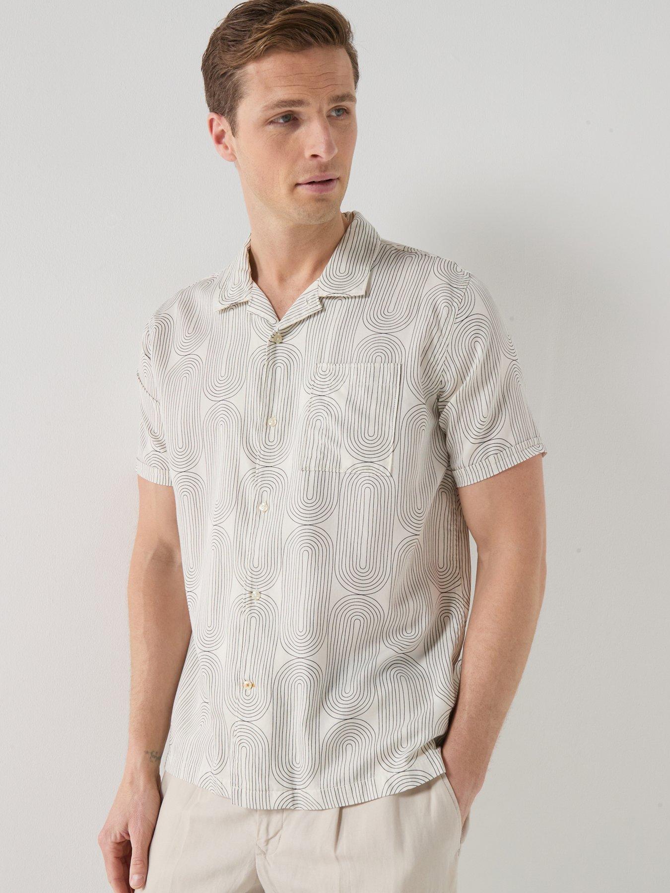 Barbour Barbour Newmill Swirl Printed Relaxed Fit Short Sleeve Shirt - Off White