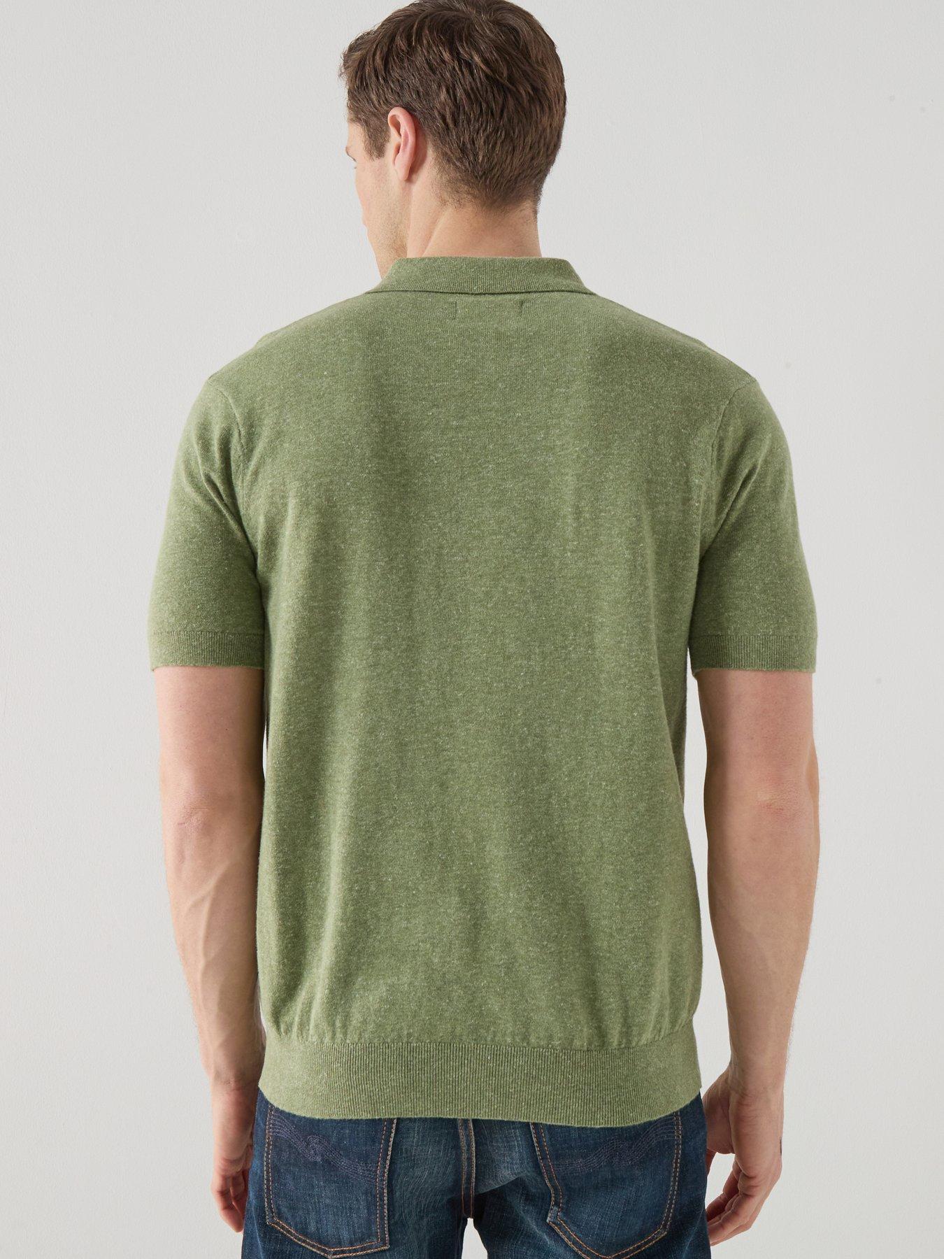 Image 2 of 6 of Barbour Muston Linen Blend Knitted Polo Shirt - Green
