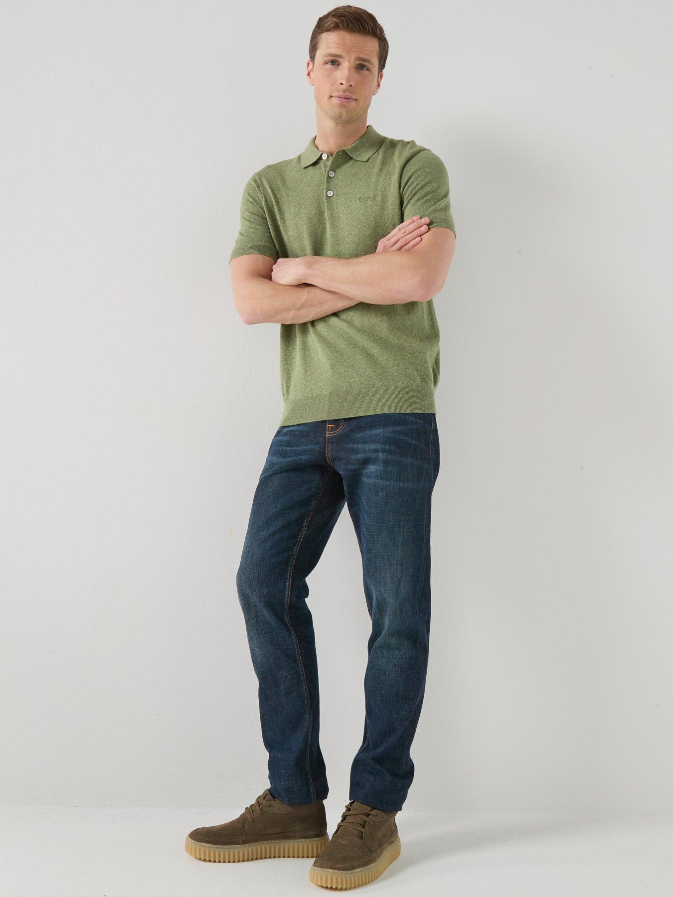 Image 3 of 6 of Barbour Muston Linen Blend Knitted Polo Shirt - Green