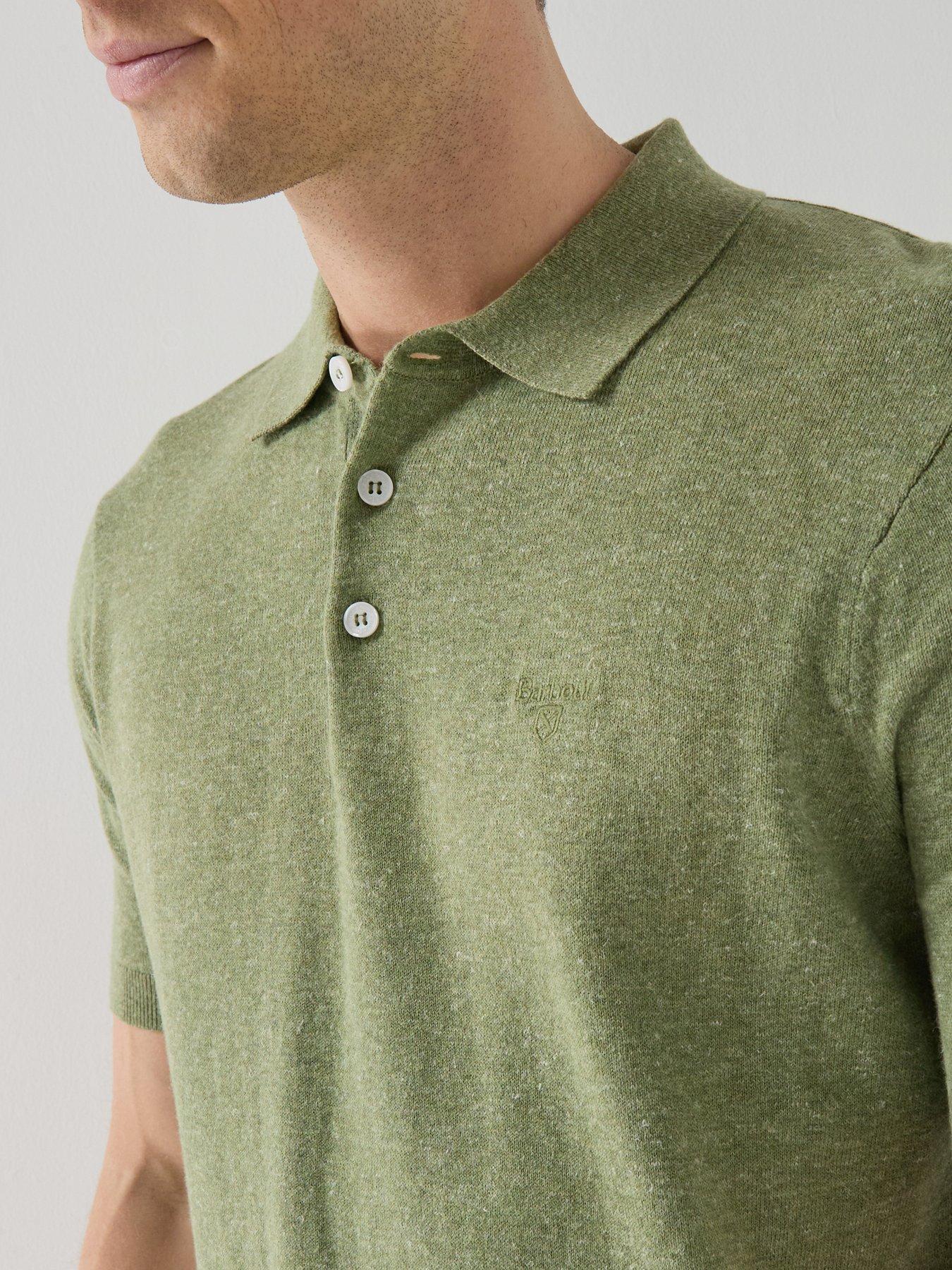 Image 4 of 6 of Barbour Muston Linen Blend Knitted Polo Shirt - Green
