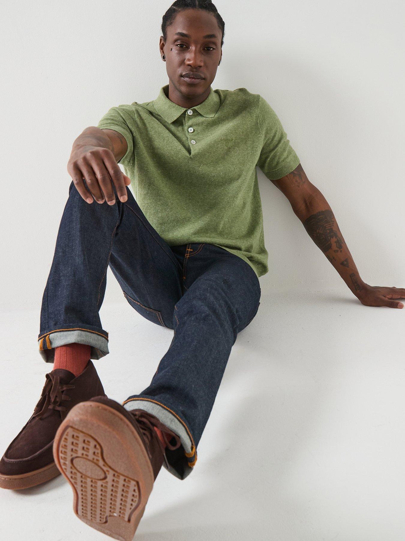 Image 5 of 6 of Barbour Muston Linen Blend Knitted Polo Shirt - Green