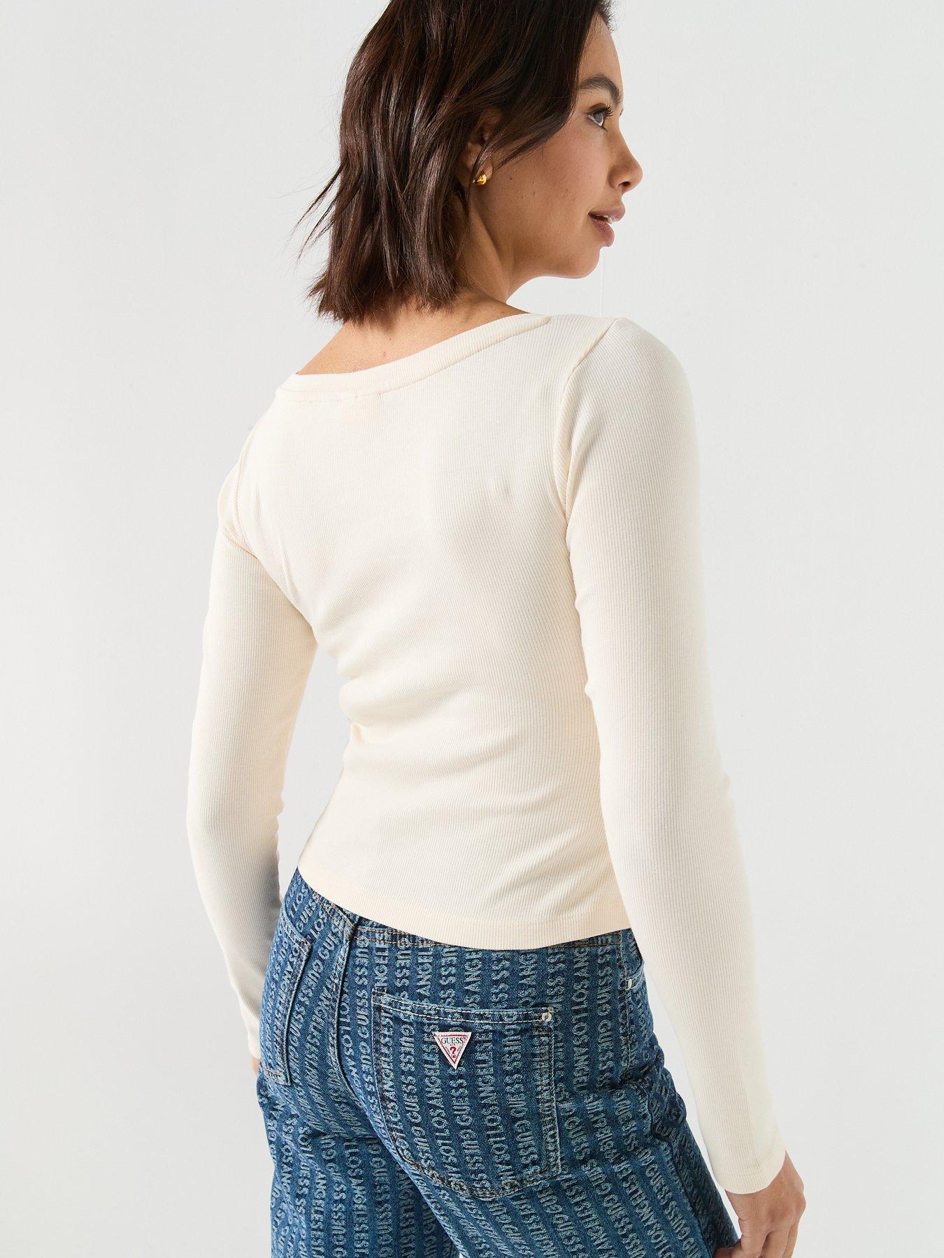 guess-jeans-boat-neck-long-sleeve-rib-printed-top-beigestillFront