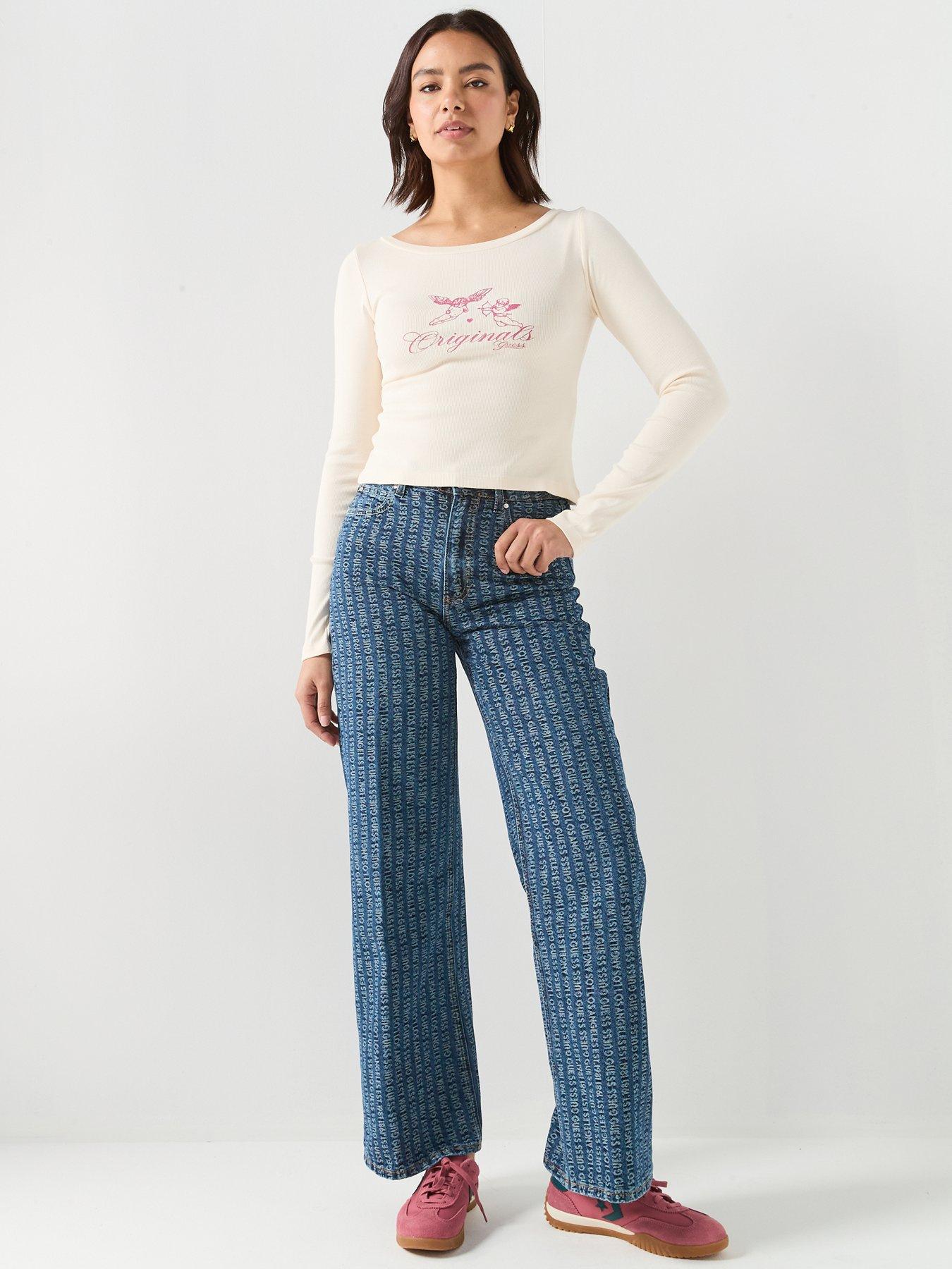 guess-jeans-boat-neck-long-sleeve-rib-printed-top-beigeback