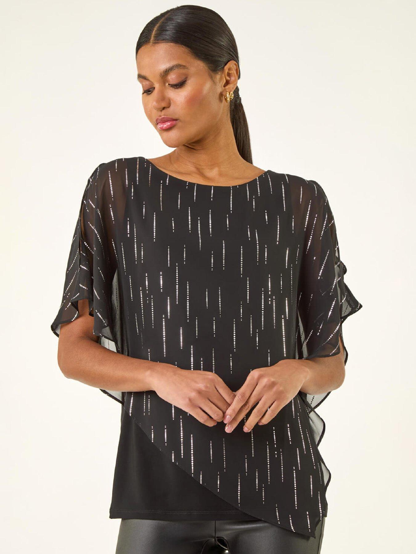 roman-foil-dot-overlay-asymmetric-top-black