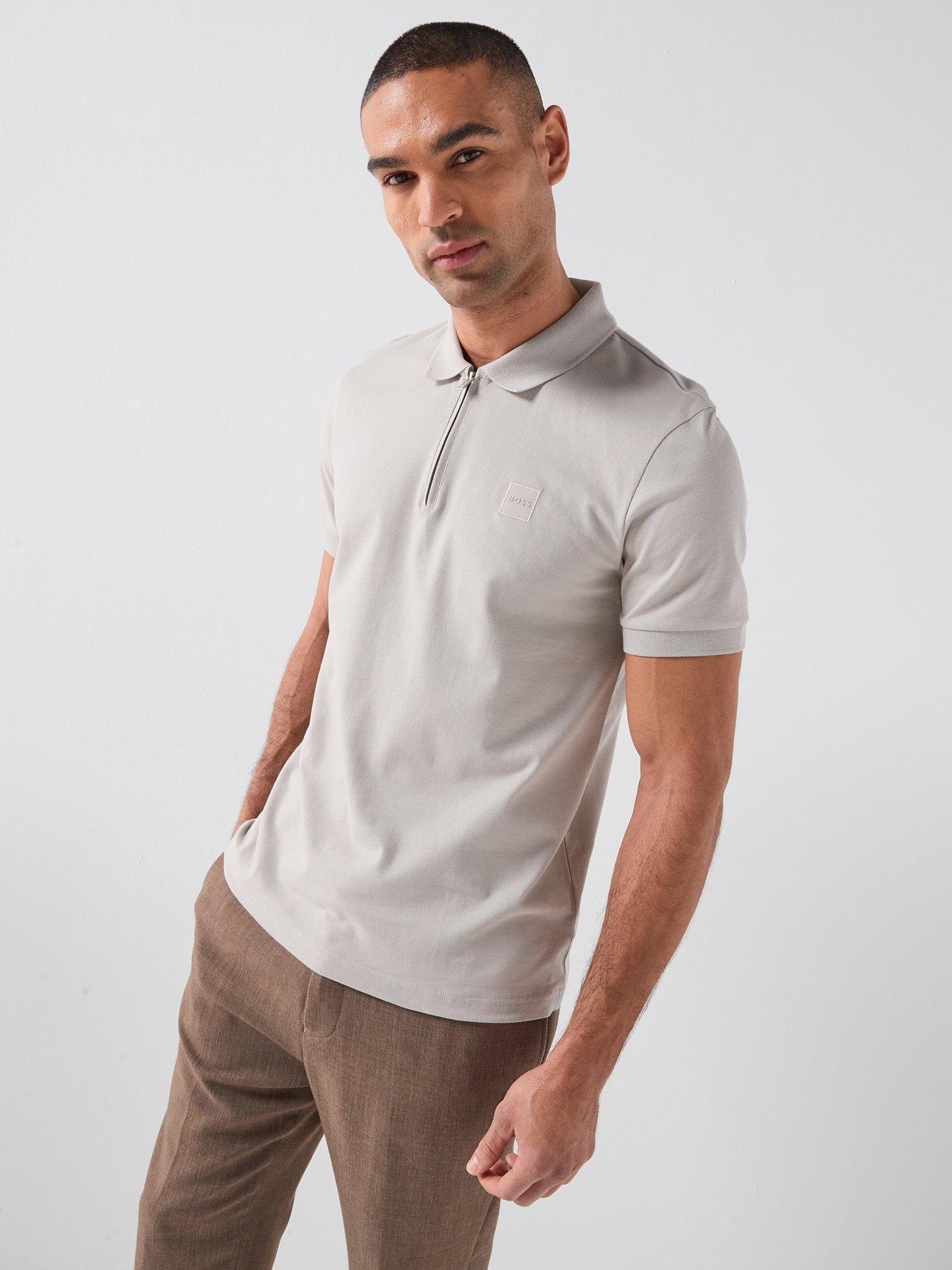 boss-quarter-zip-polo-shirt-light-greyfront