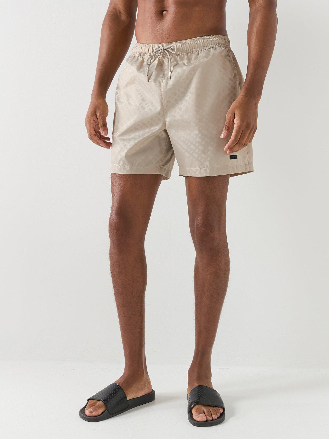 BOSS Boss Jacques Jacquard Monogram Swim Shorts - Light Beige