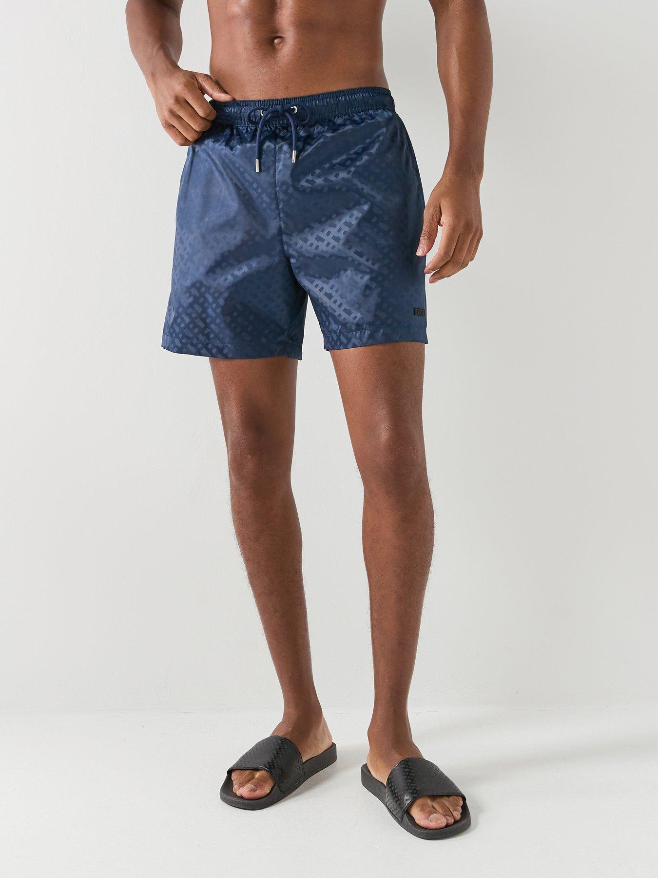 Image 1 of 5 of BOSS Jacques Jacquard Monogram Swim Shorts - Navy