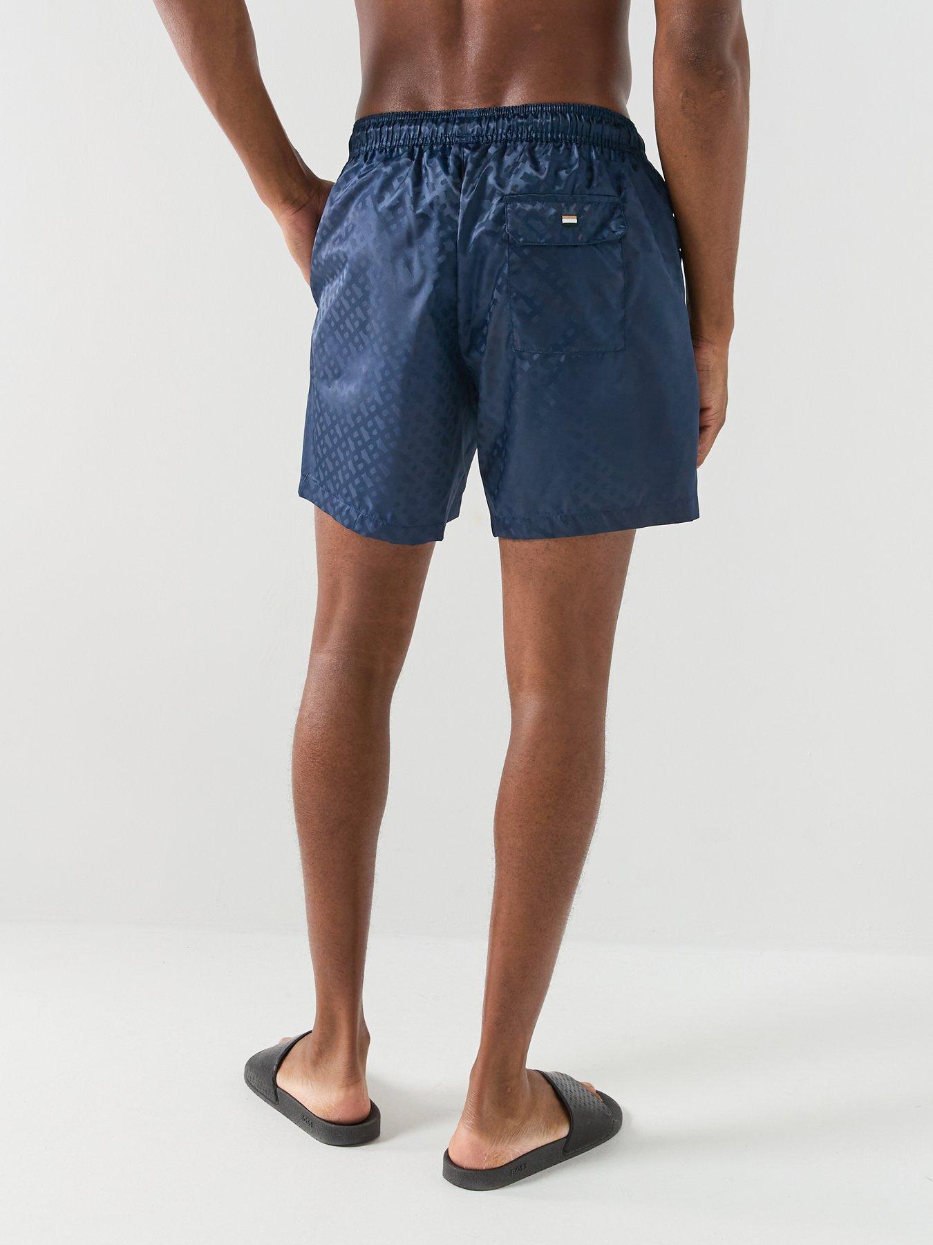 Image 2 of 5 of BOSS Jacques Jacquard Monogram Swim Shorts - Navy
