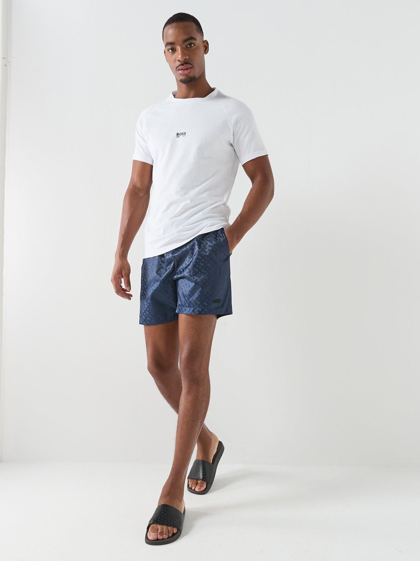 Image 3 of 5 of BOSS Jacques Jacquard Monogram Swim Shorts - Navy