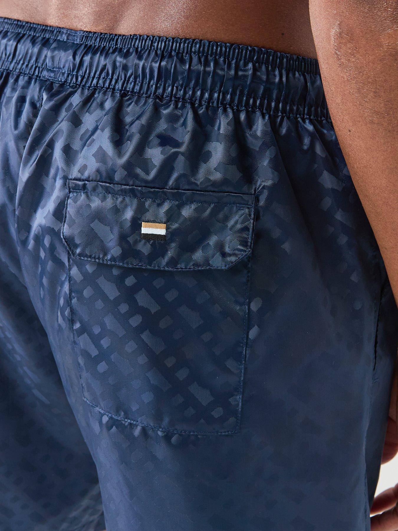 Image 5 of 5 of BOSS Jacques Jacquard Monogram Swim Shorts - Navy