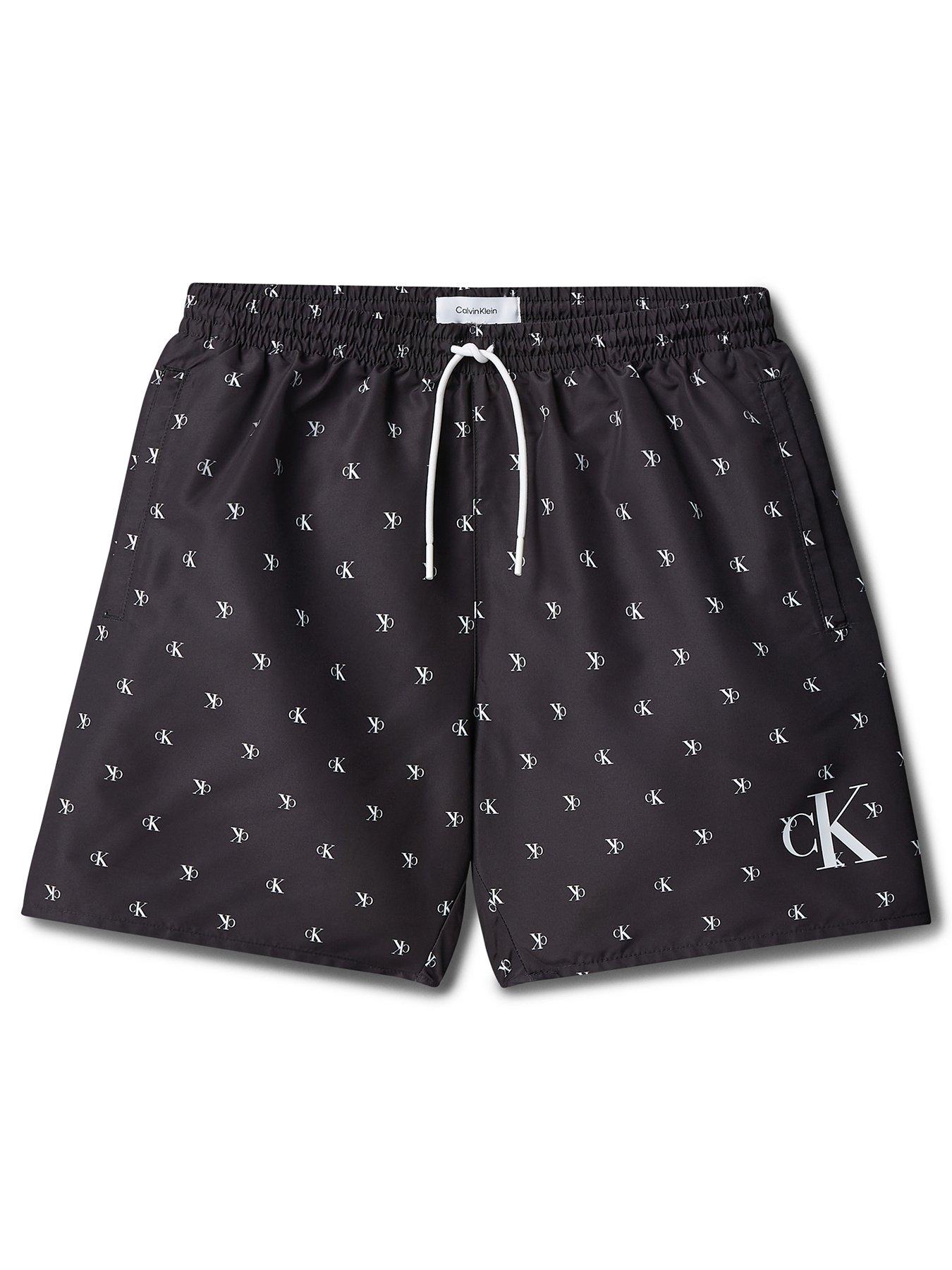 Calvin Klein Boys Medium Drawstring Print Swim Shorts - Black