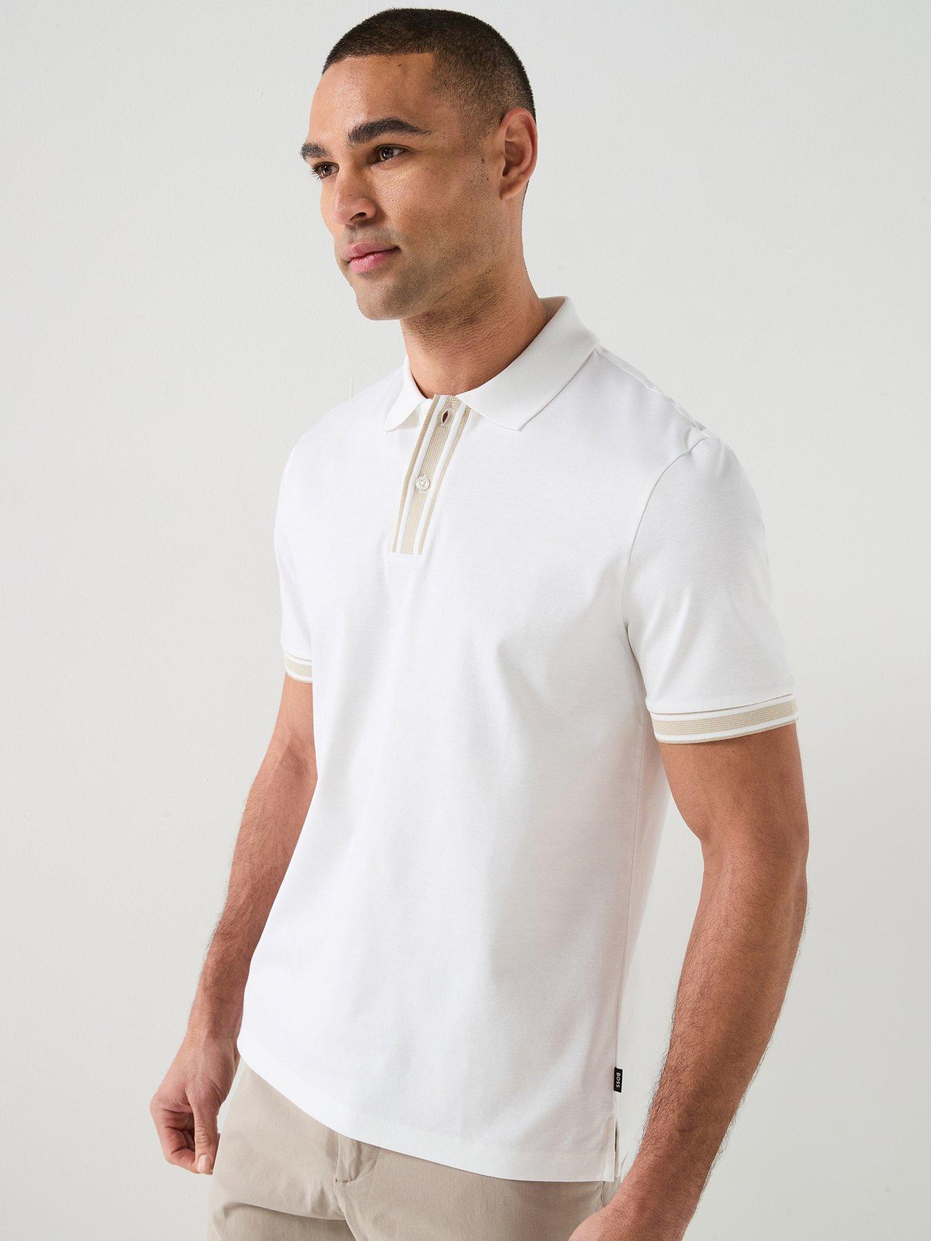 BOSS H-Parlay 238 Contrast Detail Cotton Polo Shirt - White