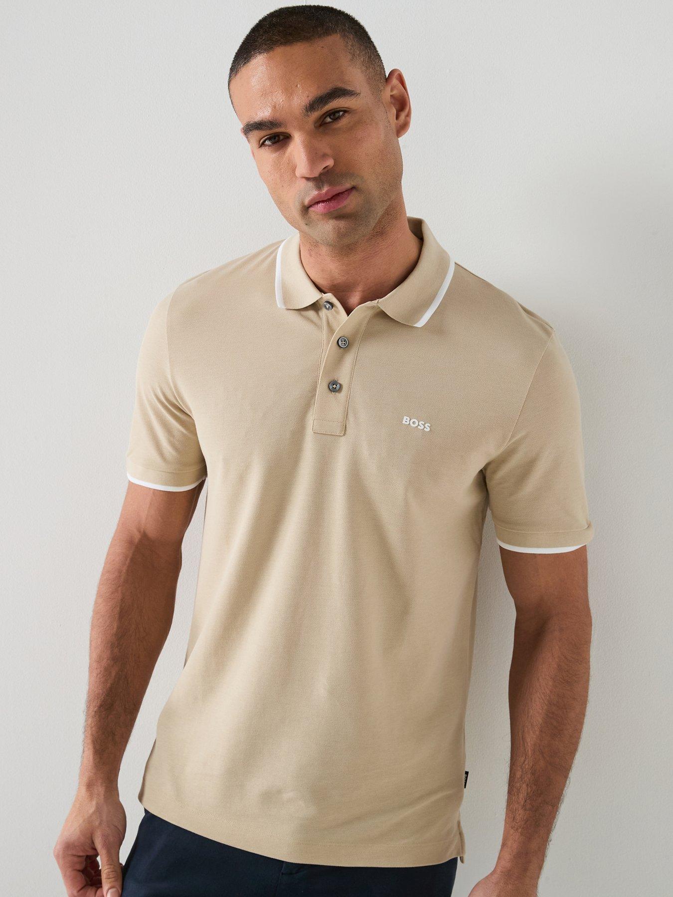 BOSS Boss Parlay 190 Regular Fit Pipe Trim Pique Polo Shirt - Beige