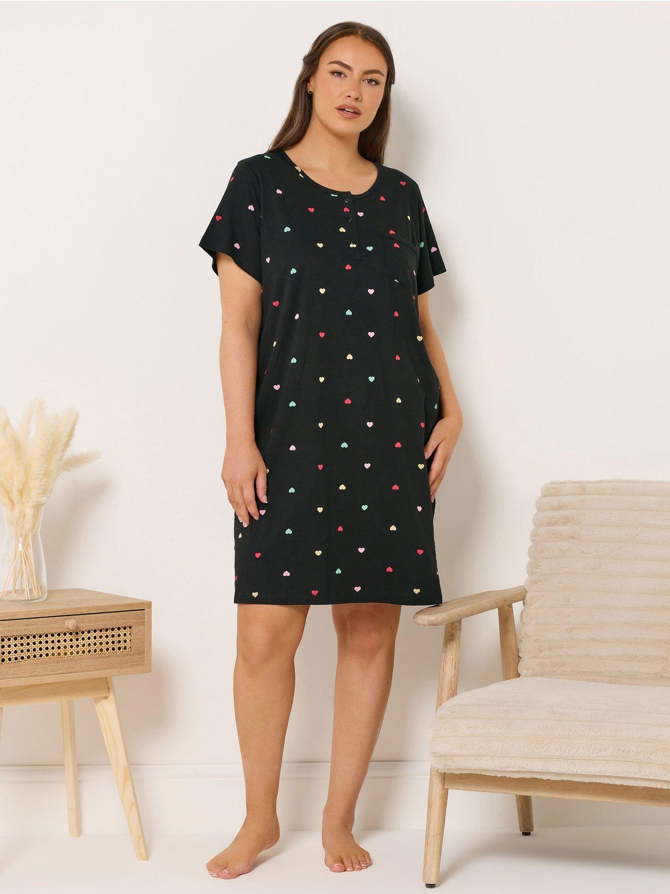yours-curve-hearts-placket-nightdress-black